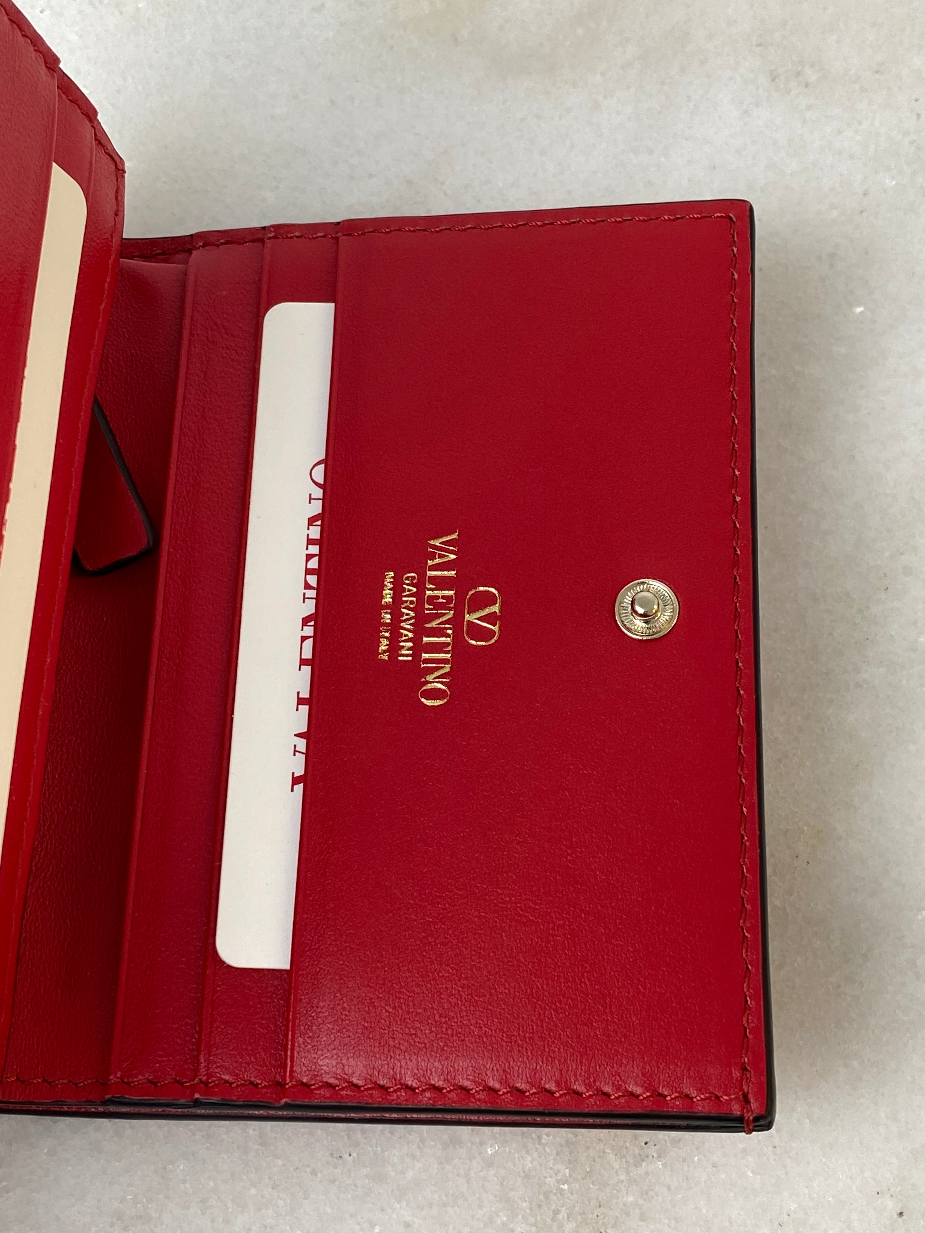 Valentino Red V Logo Flap Small Zip Wallet-wallet-Valentino-The Closet Egypt