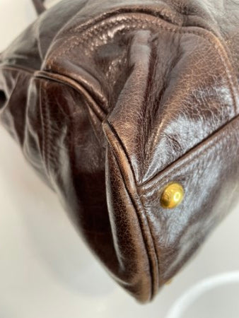 Prada Brown Vittello Shine Tote Large Bag-handbag-Prada-The Closet Egypt