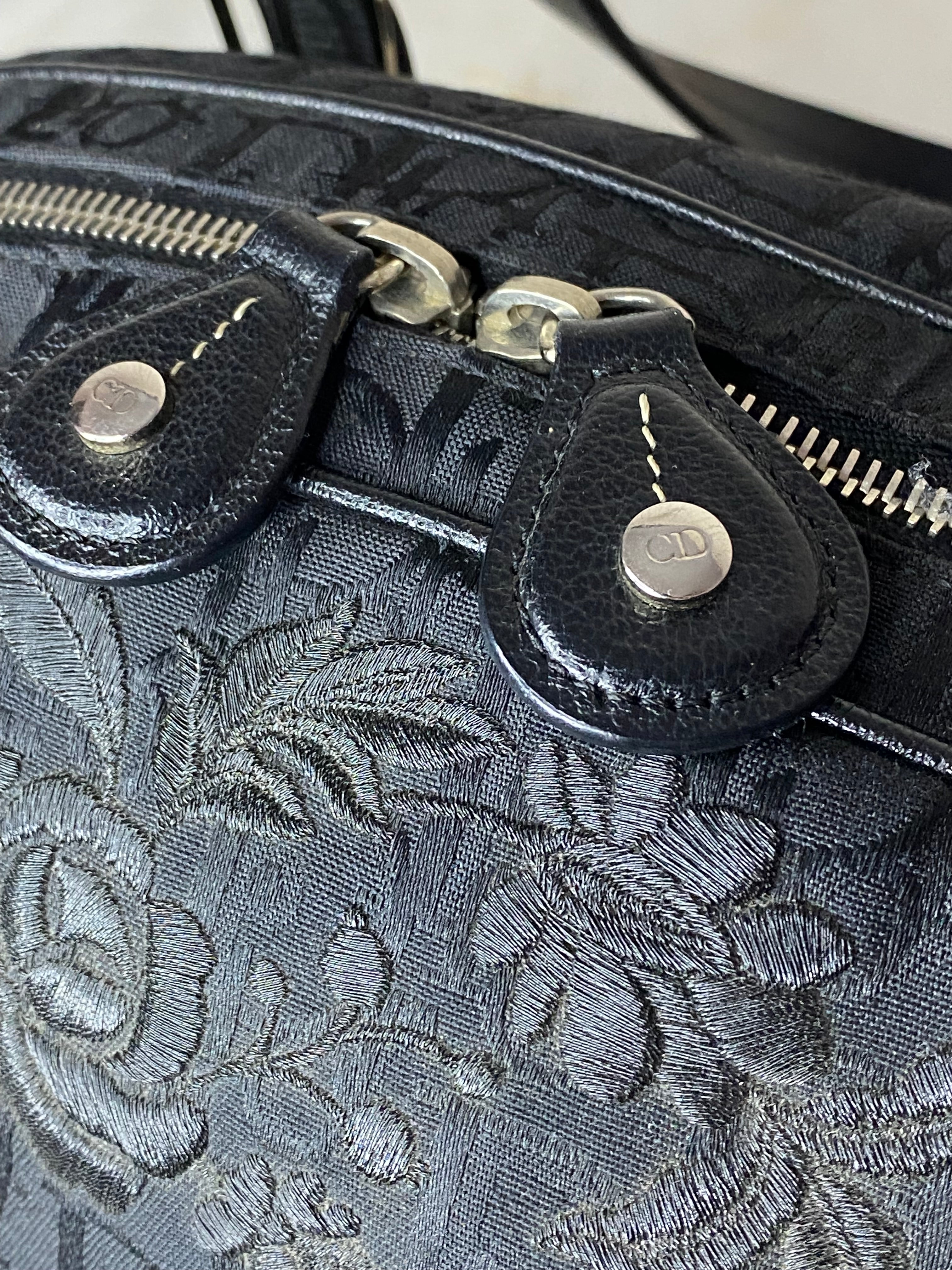 Christian Dior Bicolor Printed Embroidered Flower Tote Bag-handbag-Christian Dior-The Closet Egypt