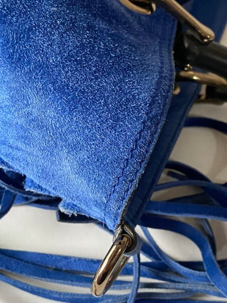 Gucci Blue Suede Bamboo Fringe Tote Bag-handbag-Gucci-The Closet Egypt