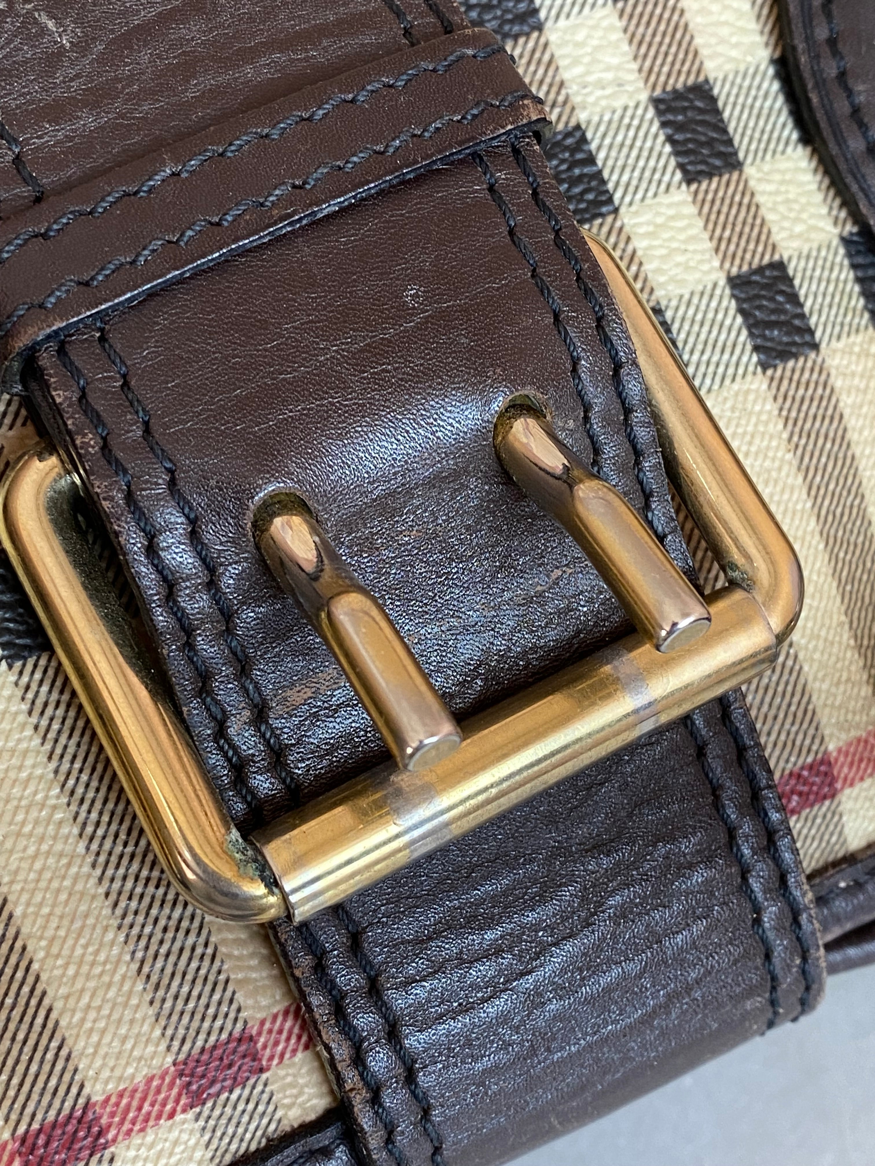 Burberry Bicolor Haymarket Eden Shoulder Bag
