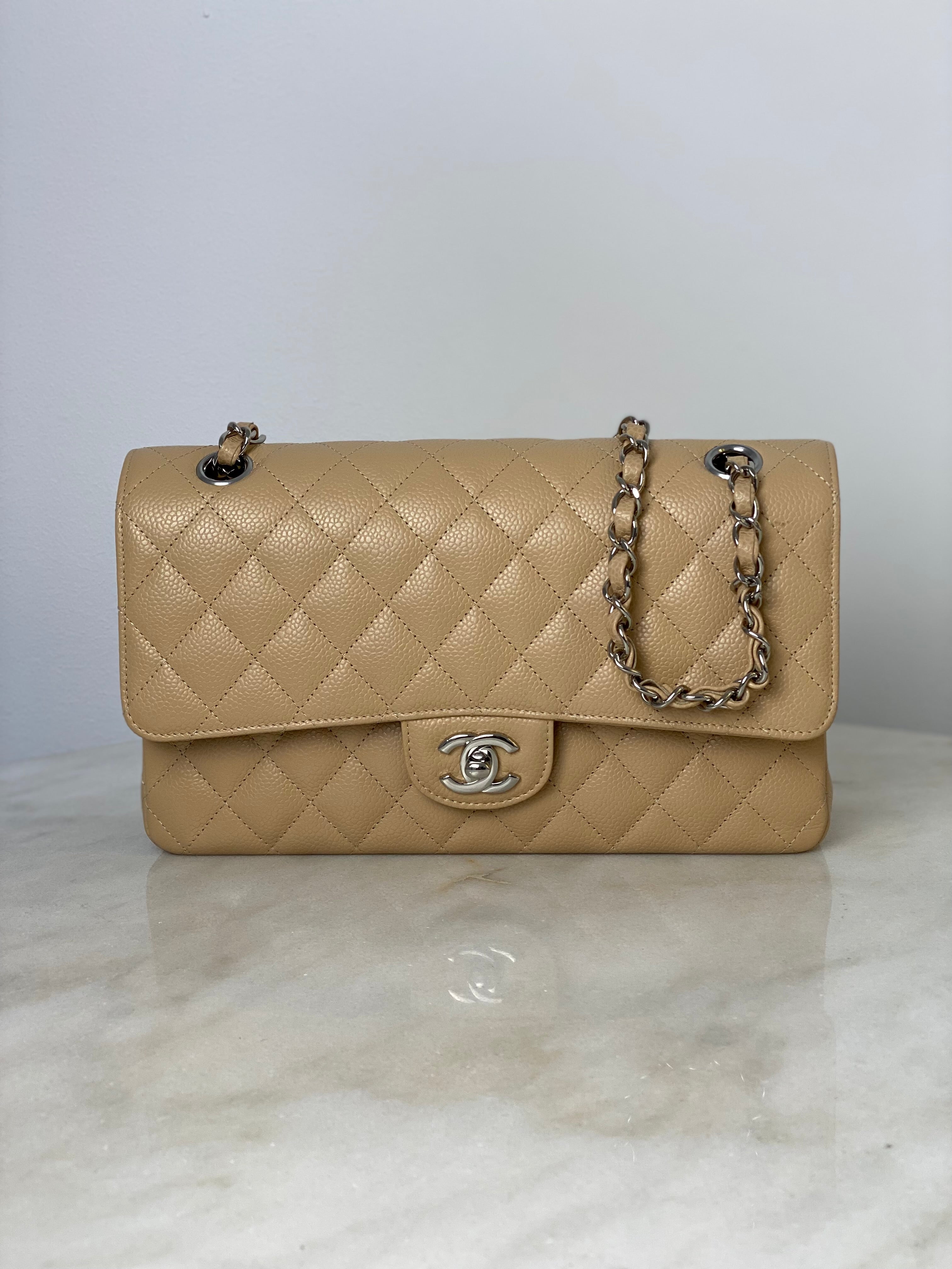 Chanel Beige Classic 11.12 Medium Classic Double Flap Bag
