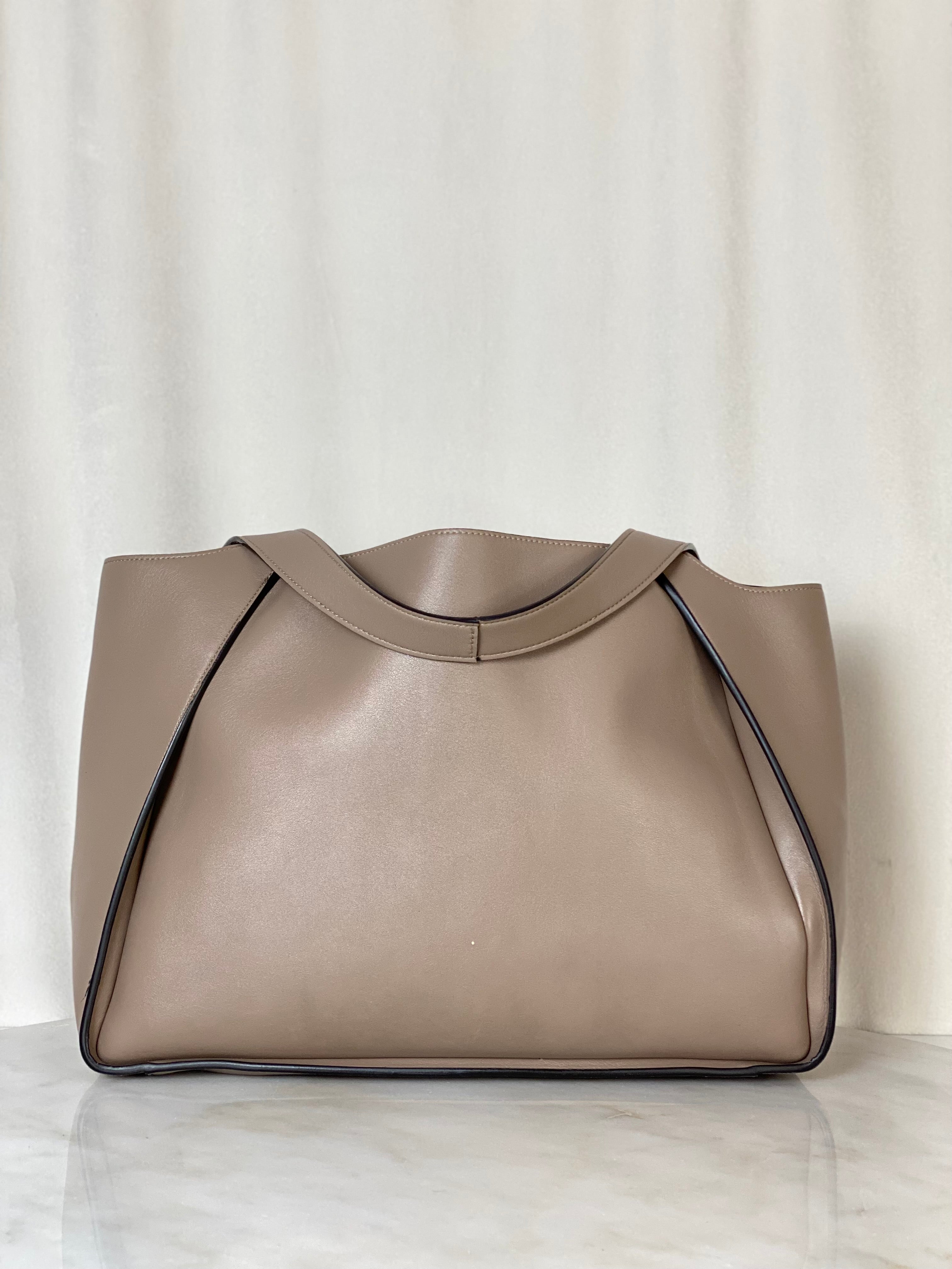 Stella Mccartney Beige Logo Altermat Moss Tote Bag W/ Pouch