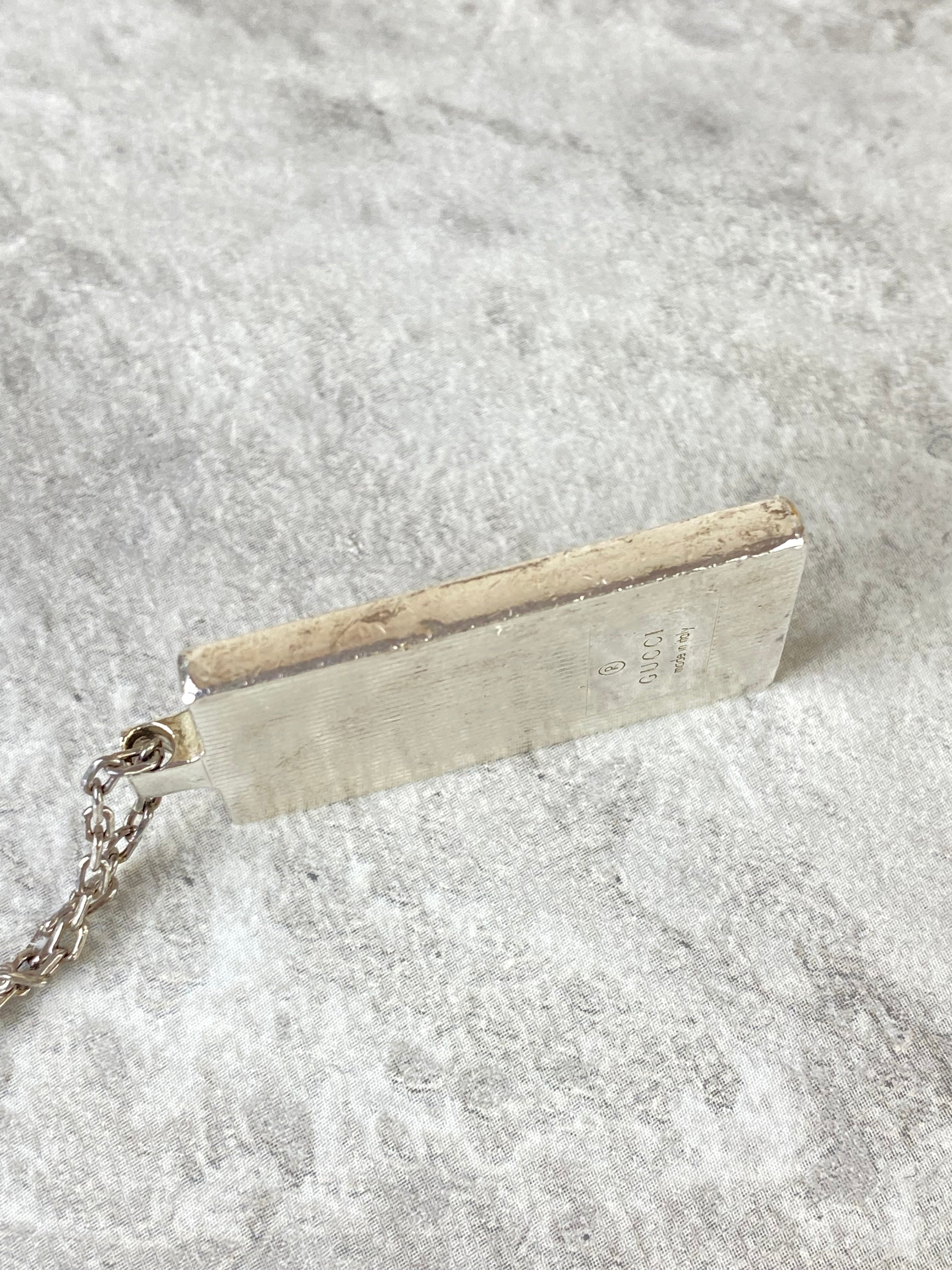 Gucci Silver Logo Rectangle Pendant Necklace-Necklaces-Gucci-The Closet Egypt