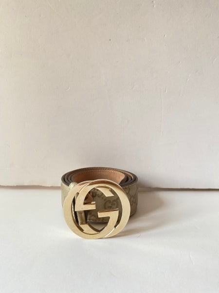 Gucci Beige GG Print Camping Belt 38-Belt-Gucci-The Closet Egypt