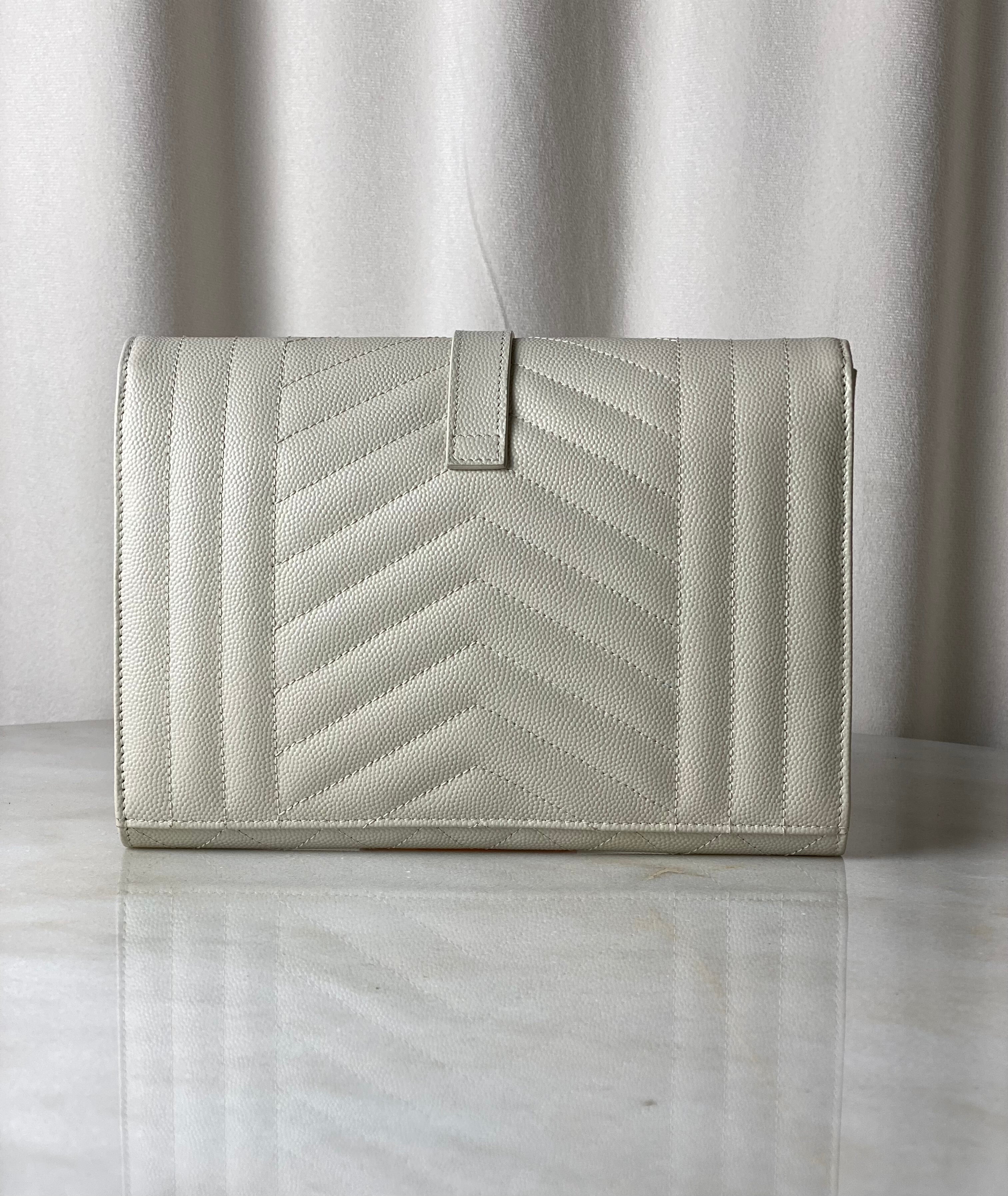 YSL Creme Envelope Clutch-Clutch-YSL-The Closet Egypt