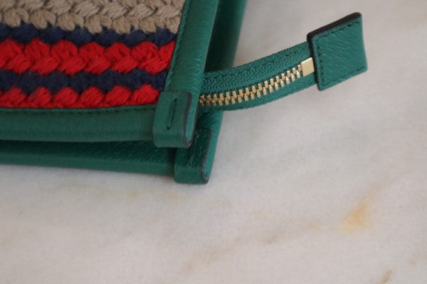 Gucci Green Multicolor Fabric Embroidered Marbella Striped Pouch-Pouch-Gucci-The Closet Egypt
