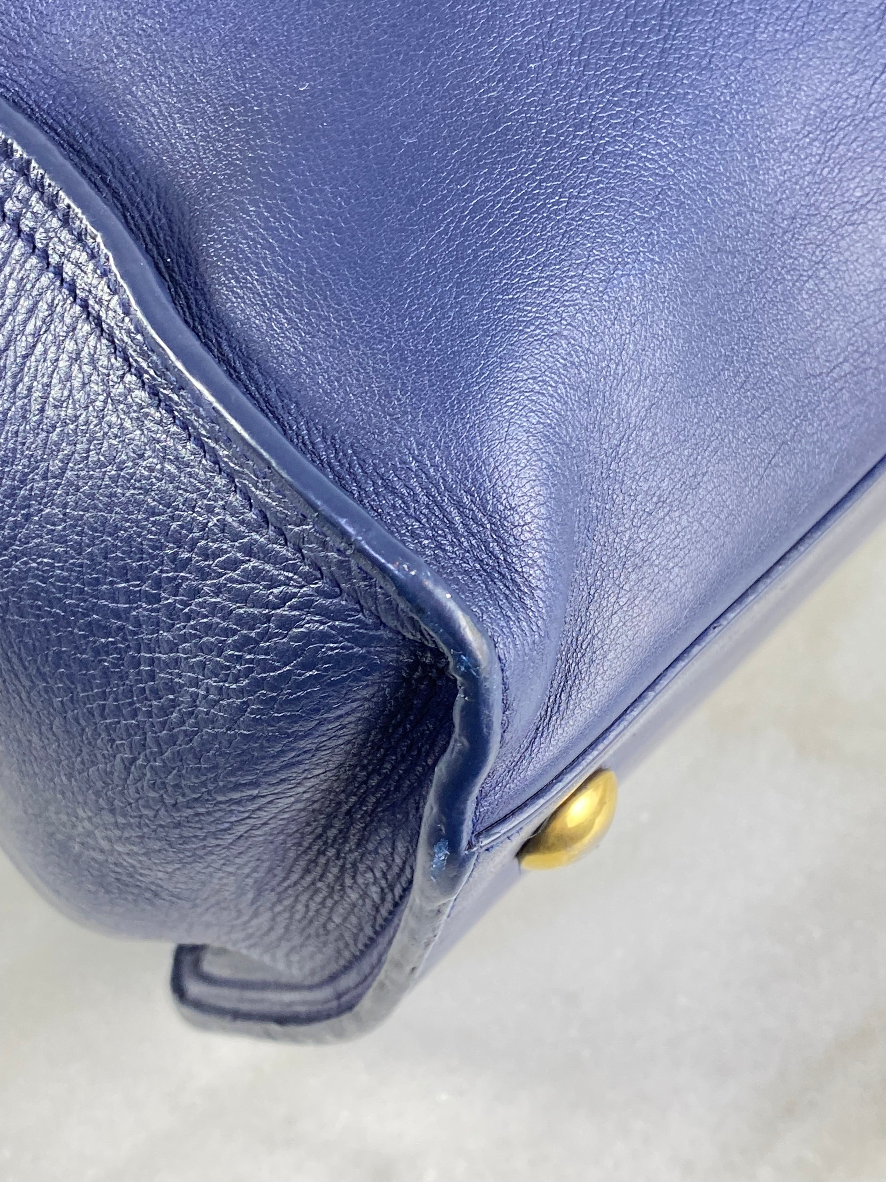 YSL Blue ChYc Large Cabas Y Lock Tote Bag