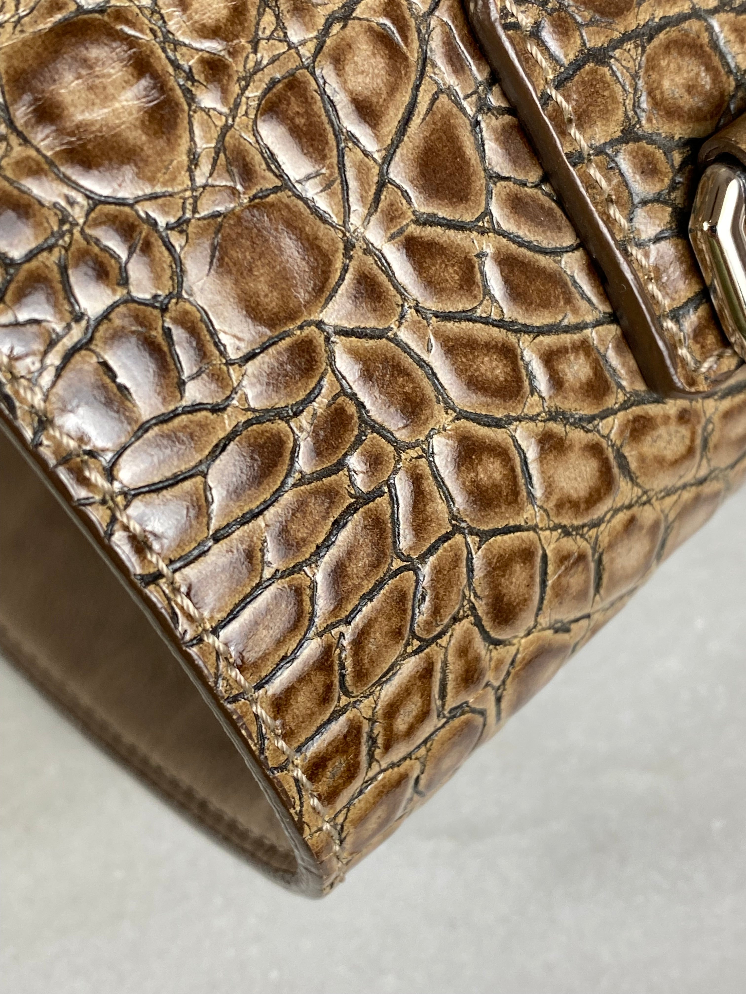 Givenchy Beige Croco Embossed Shark Top Handle Bag-handbag-Givenchy-The Closet Egypt