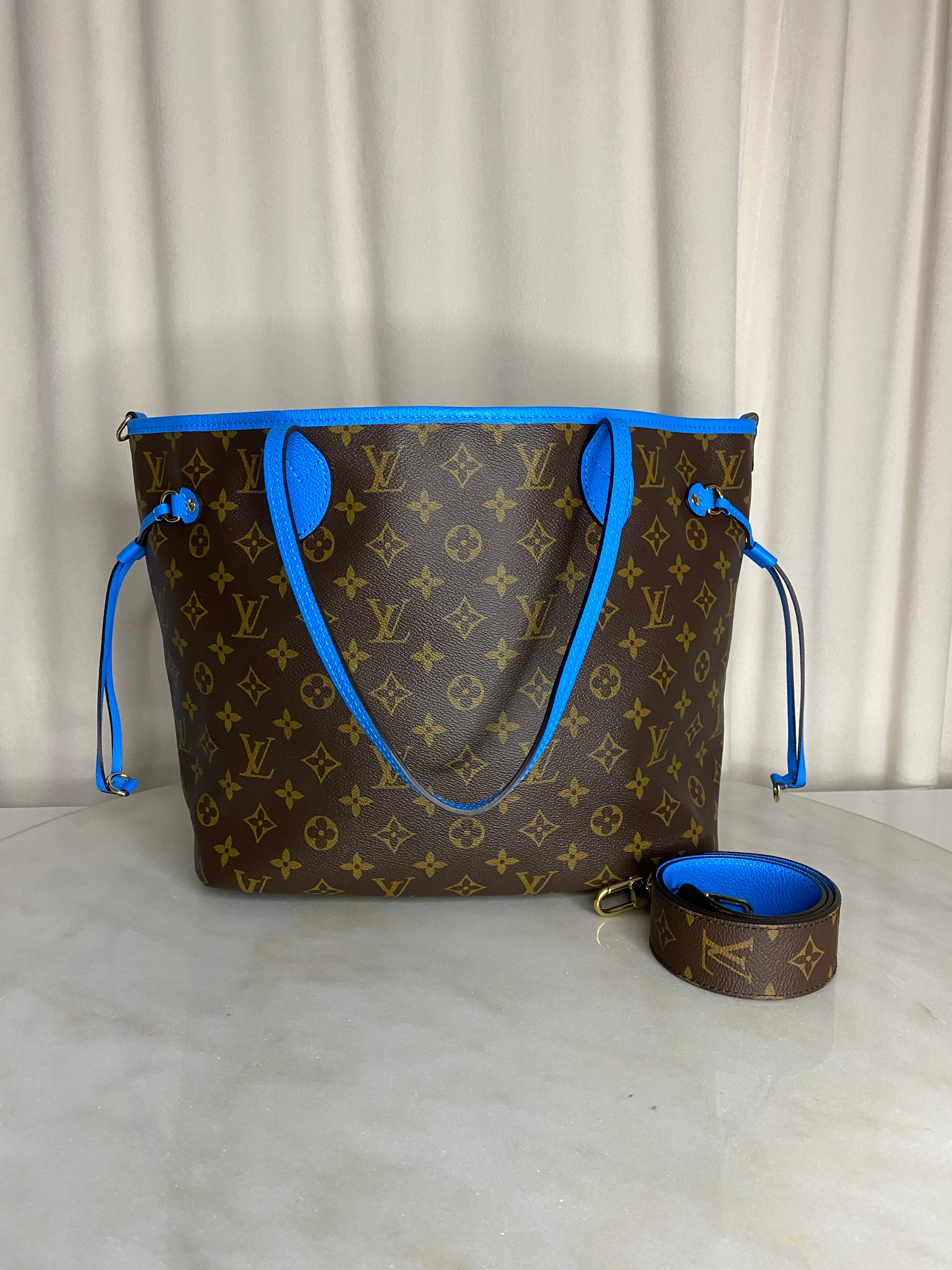 Louis Vuitton Monogram Turquoise Neverfull Inside Out Bag
