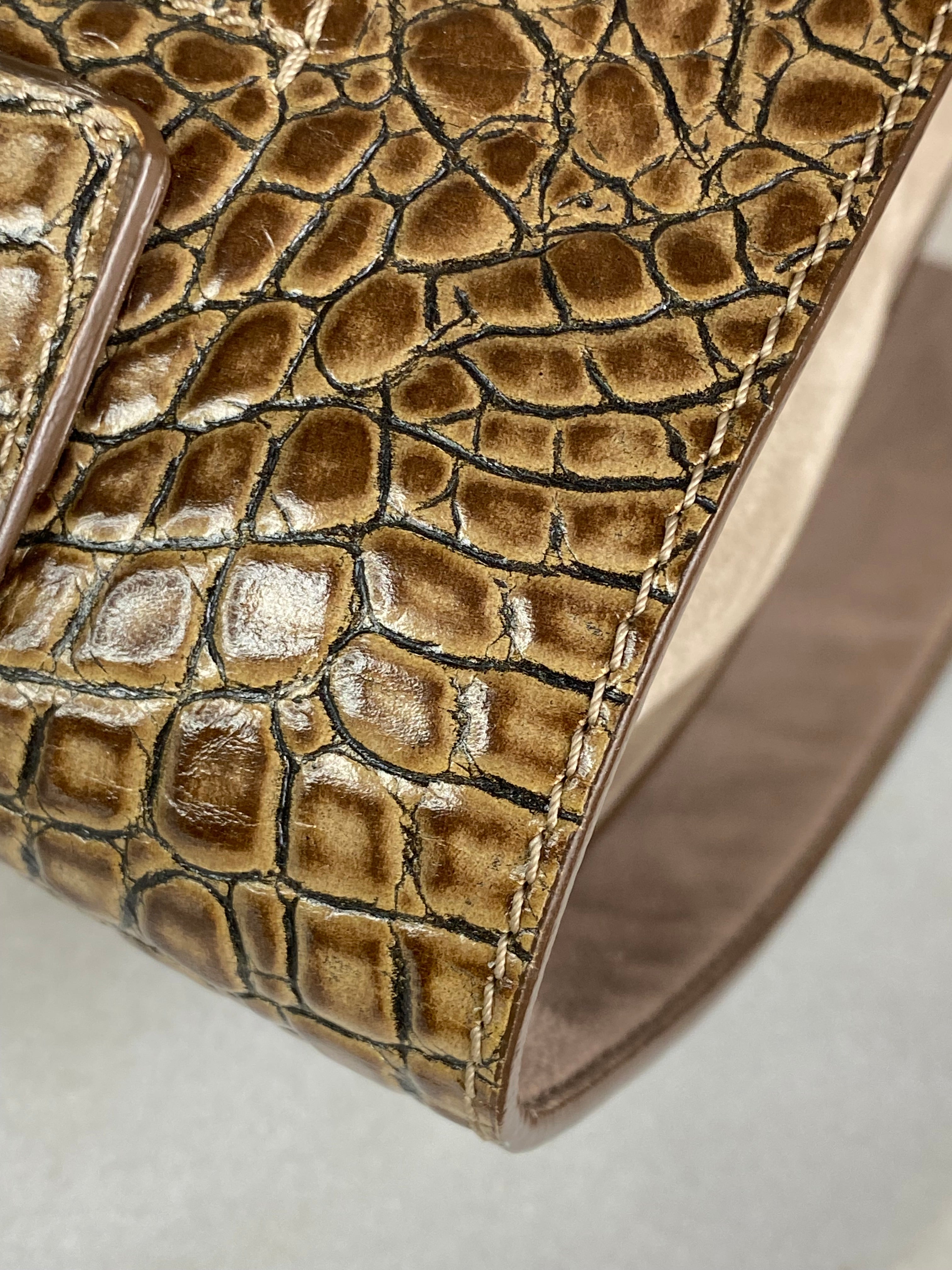 Givenchy Beige Croco Embossed Shark Top Handle Bag-handbag-Givenchy-The Closet Egypt