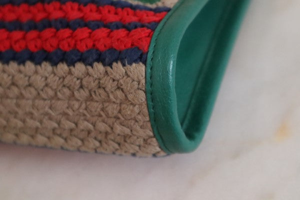 Gucci Green Multicolor Fabric Embroidered Marbella Striped Pouch-Pouch-Gucci-The Closet Egypt