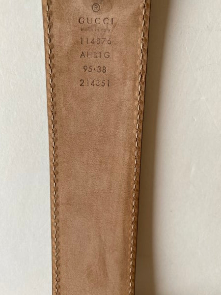 Gucci Beige GG Print Camping Belt 38-Belt-Gucci-The Closet Egypt