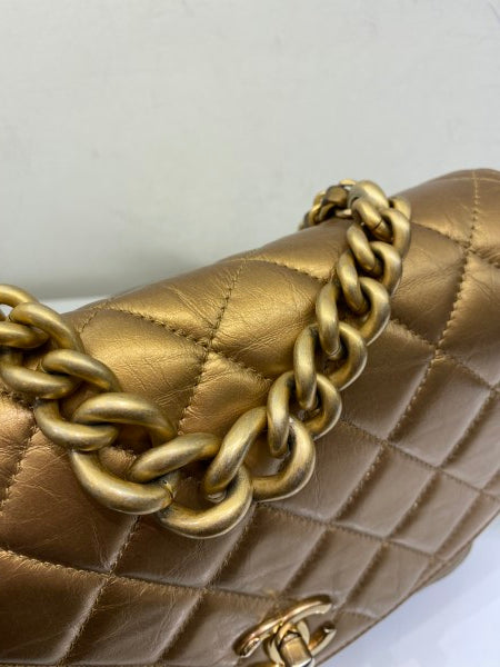 Chanel Metallic Gold Flap Bag-handbag-Chanel-The Closet Egypt