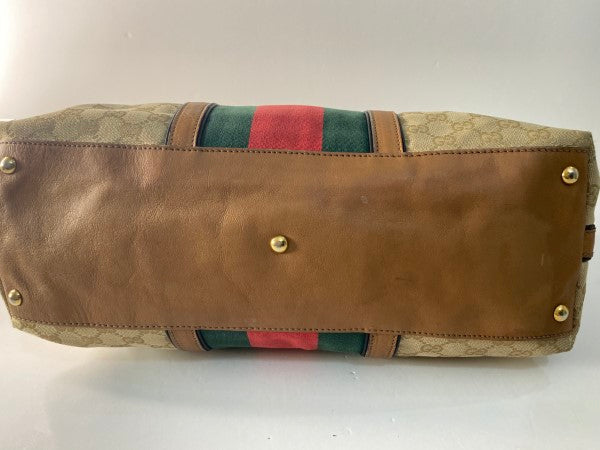 Gucci Brown GG Supreme Logo Web Shoulder Bag-handbag-Gucci-The Closet Egypt