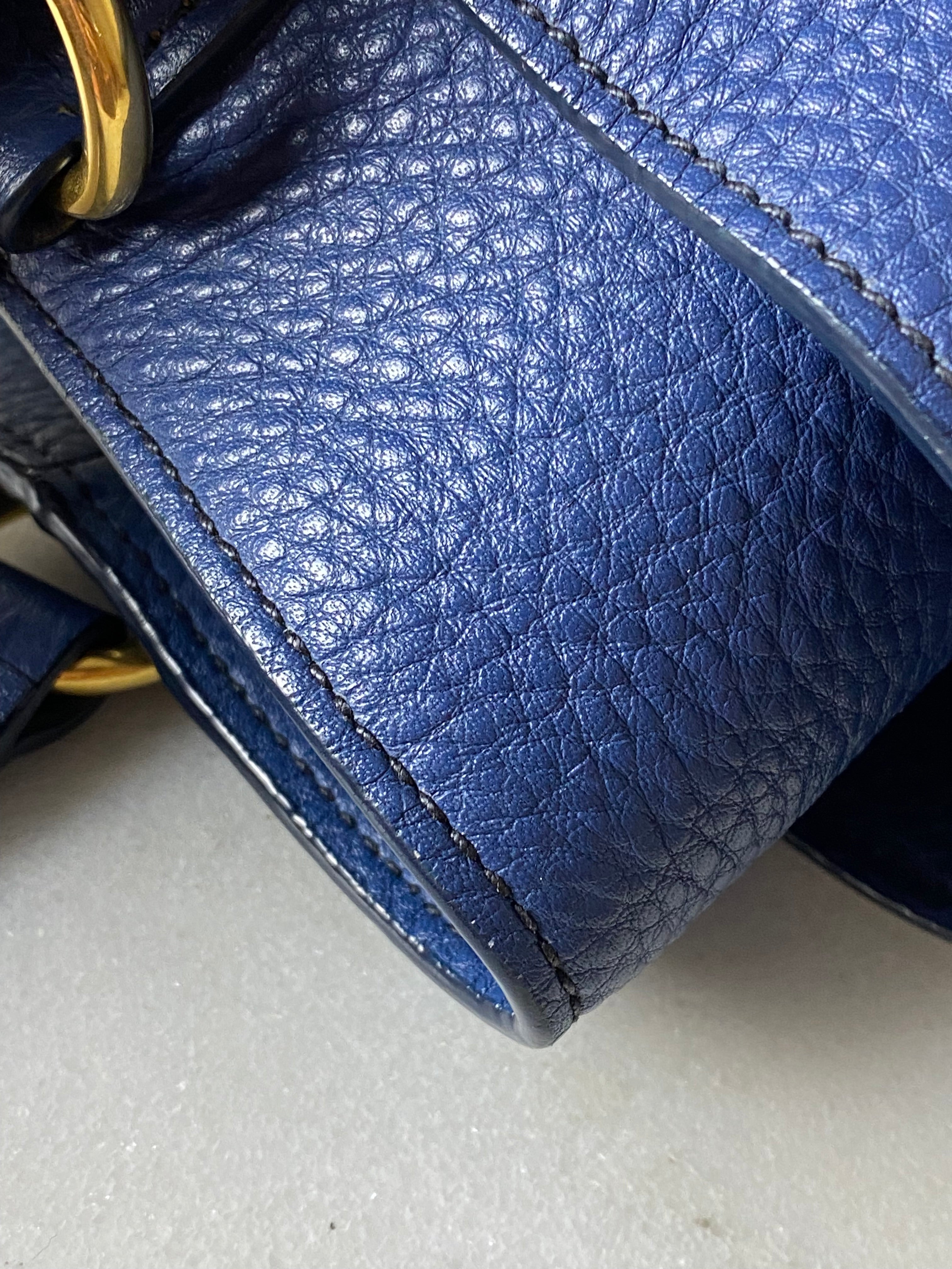 Prada Blue Vitello Daino Side Pocket Shoulder Bag-handbag-Prada-The Closet Egypt