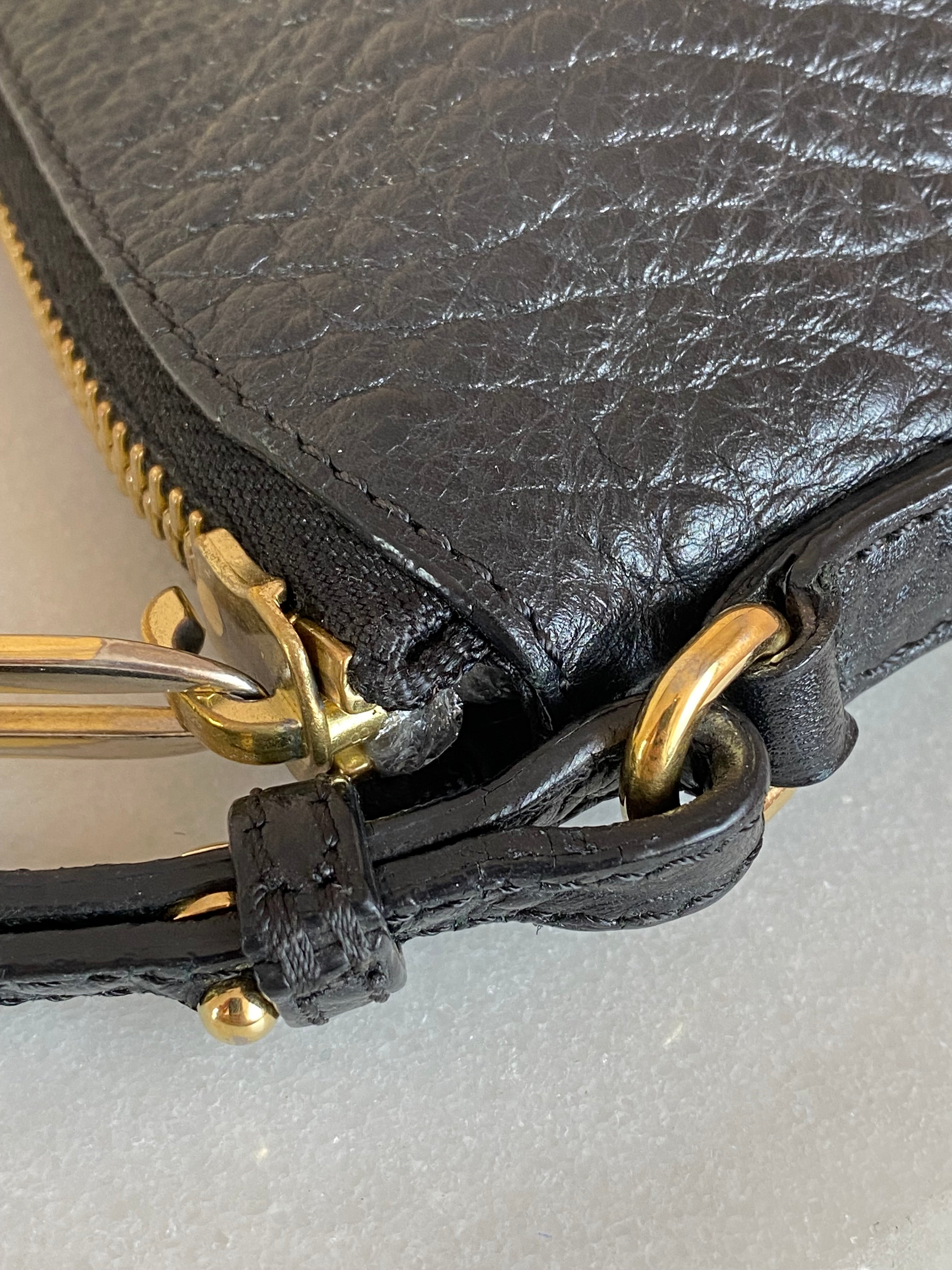 Burberry Black Embossed Peyton Crossbody Bag W/ Chain