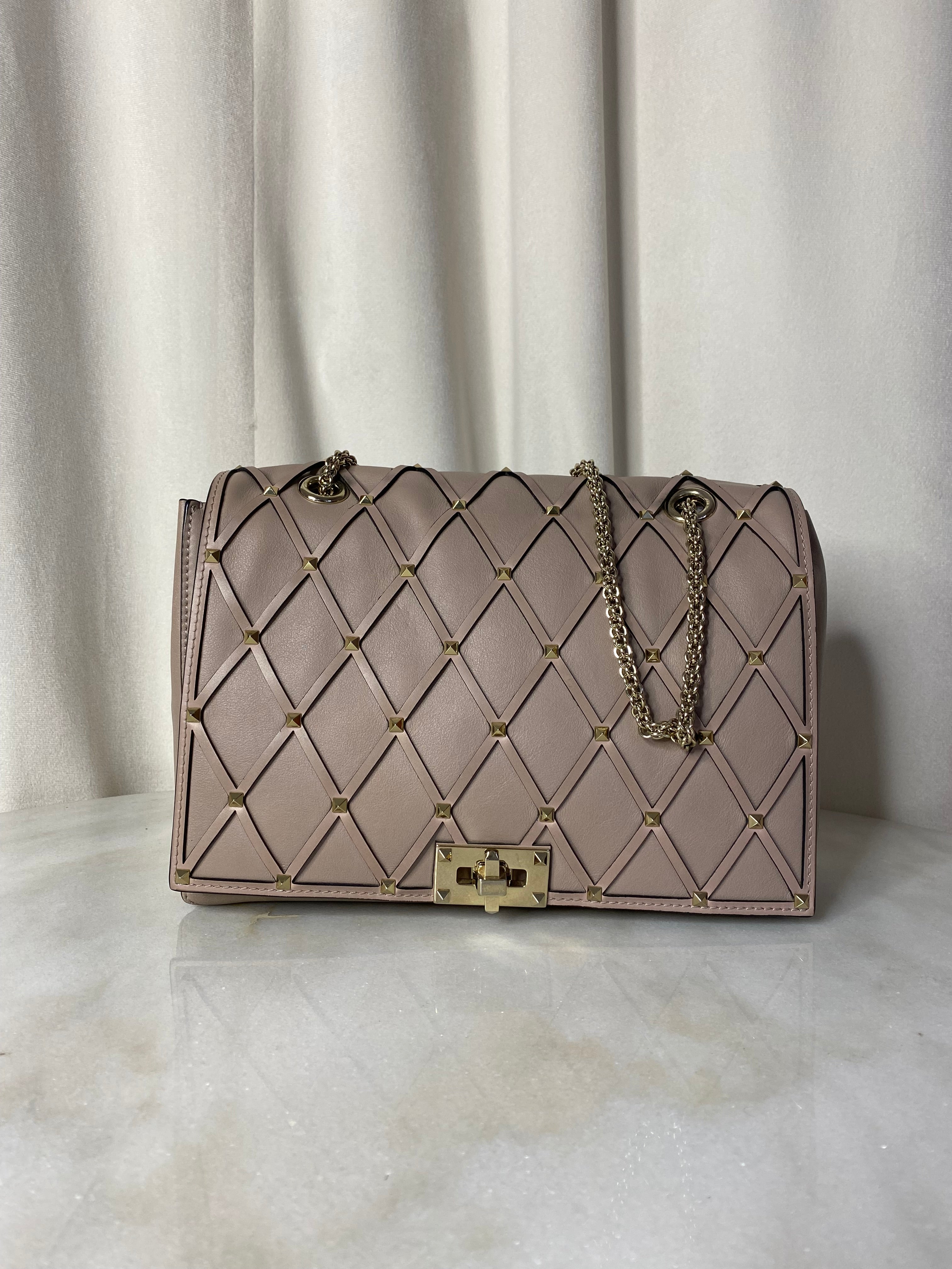 Valentino Nude Rockstud Bag W/ Chain-handbag-Valentino-The Closet Egypt