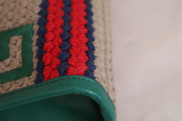 Gucci Green Multicolor Fabric Embroidered Marbella Striped Pouch-Pouch-Gucci-The Closet Egypt