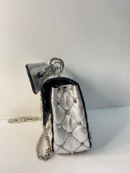 Valentino Metallic Silver Rockstud Tote Bag-handbag-Valentino-The Closet Egypt