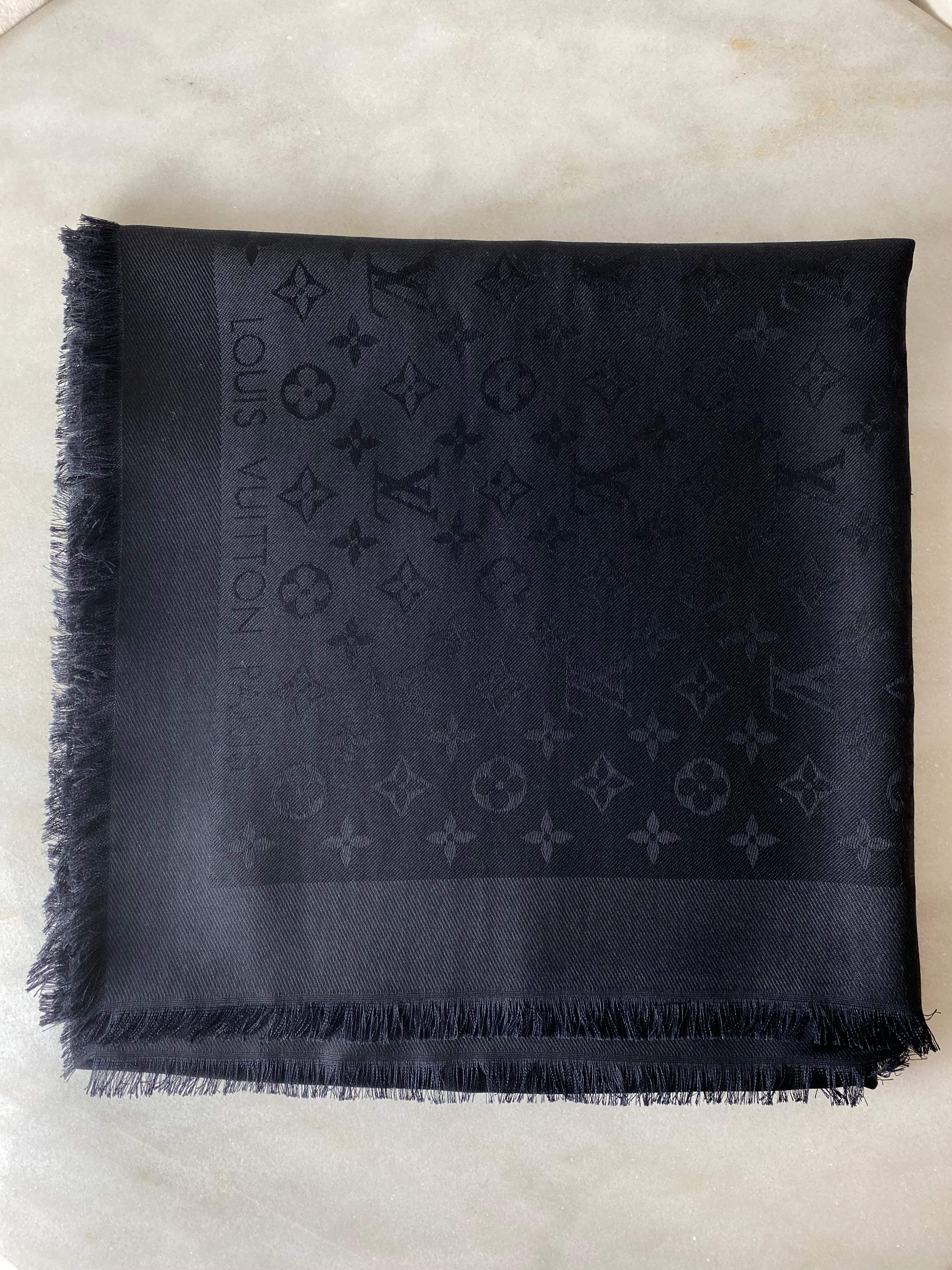 Louis Vuitton Black Monogram Scarf-Scarf-Louis Vuitton-The Closet Egypt