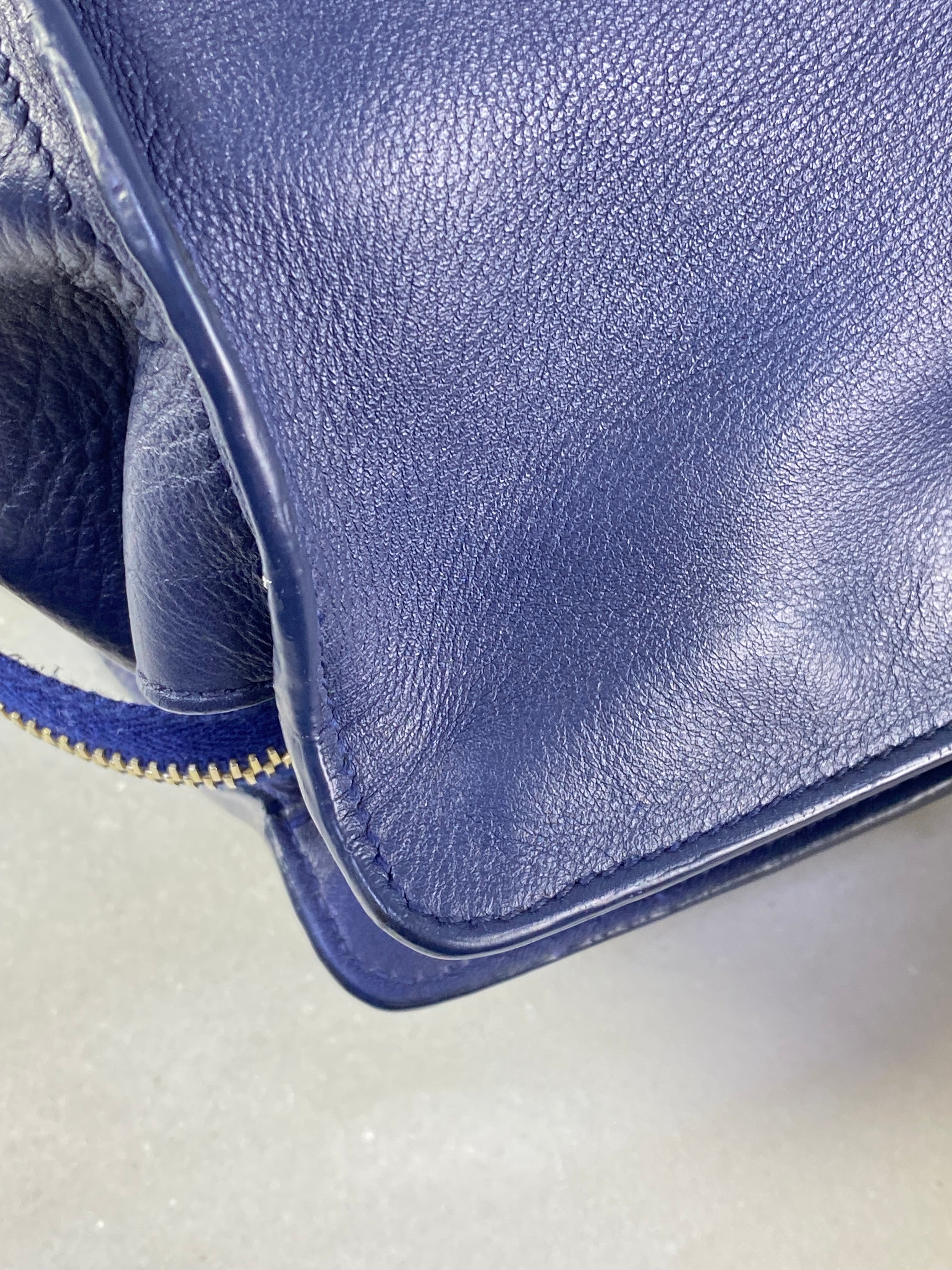 YSL Blue ChYc Large Cabas Y Lock Tote Bag