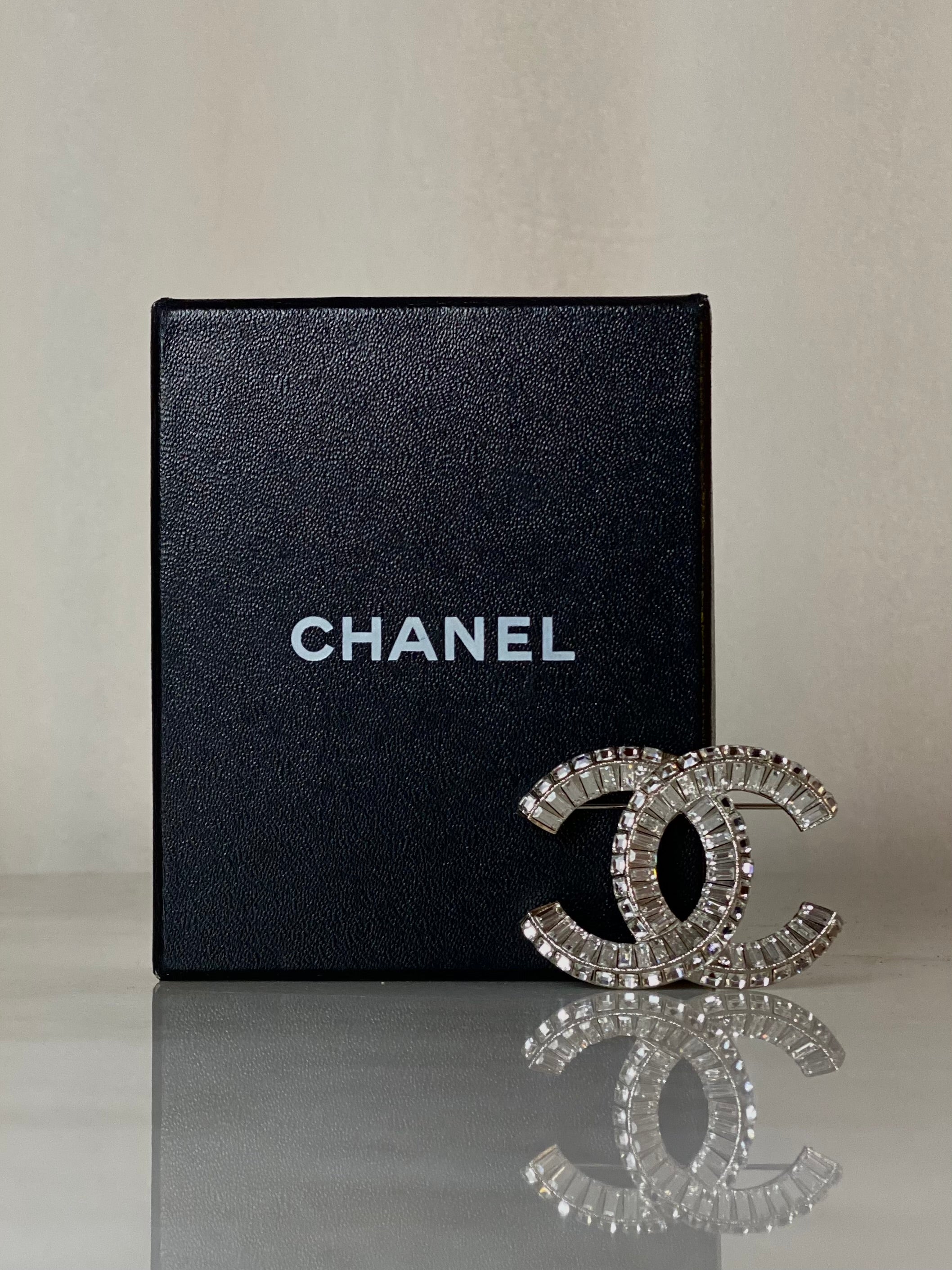 Chanel Silver CC Crystal Brooch-Brooch-Chanel-The Closet Egypt