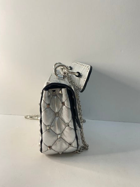 Valentino Metallic Silver Rockstud Tote Bag-handbag-Valentino-The Closet Egypt