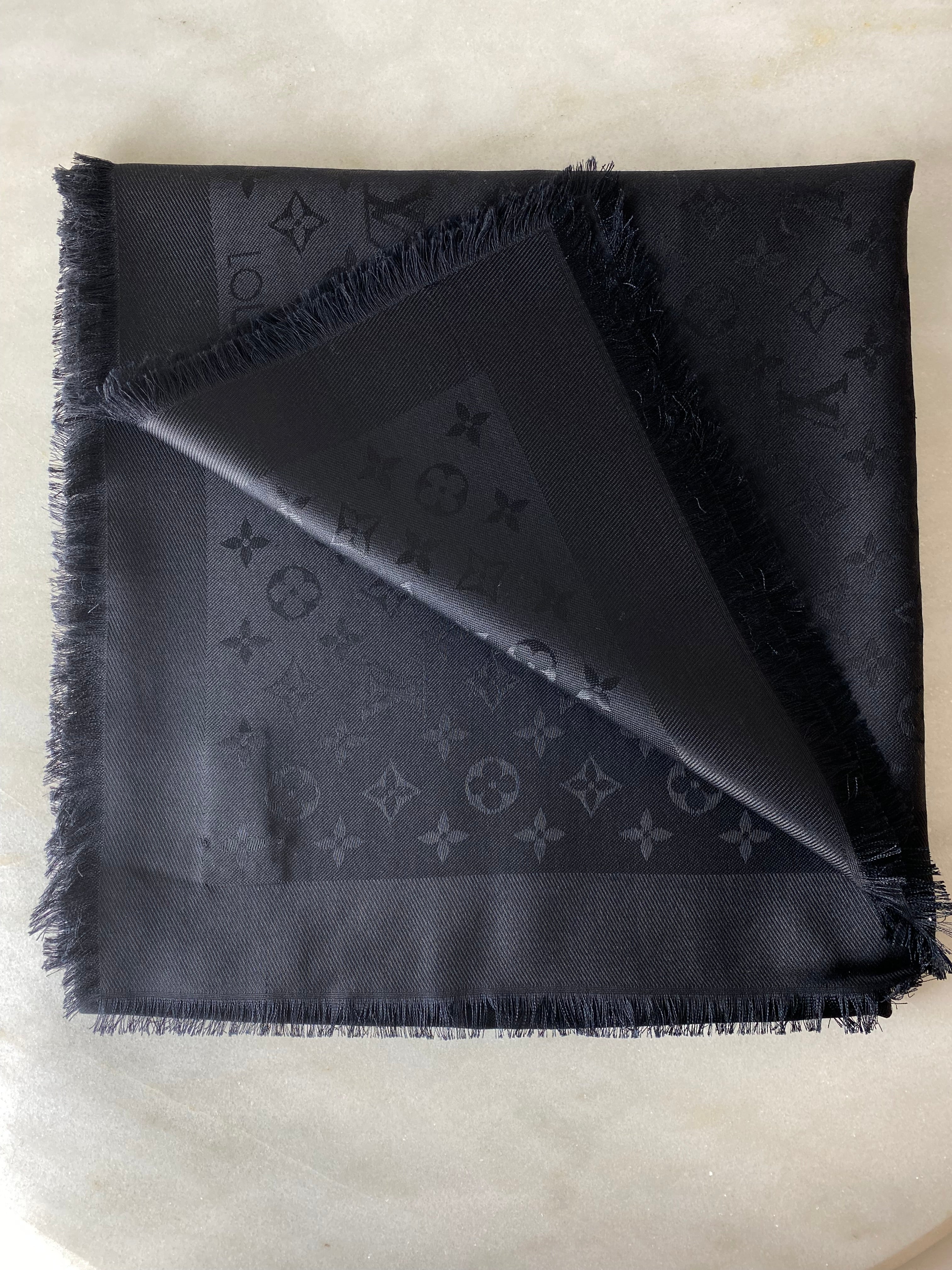 Louis Vuitton Black Monogram Scarf-Scarf-Louis Vuitton-The Closet Egypt