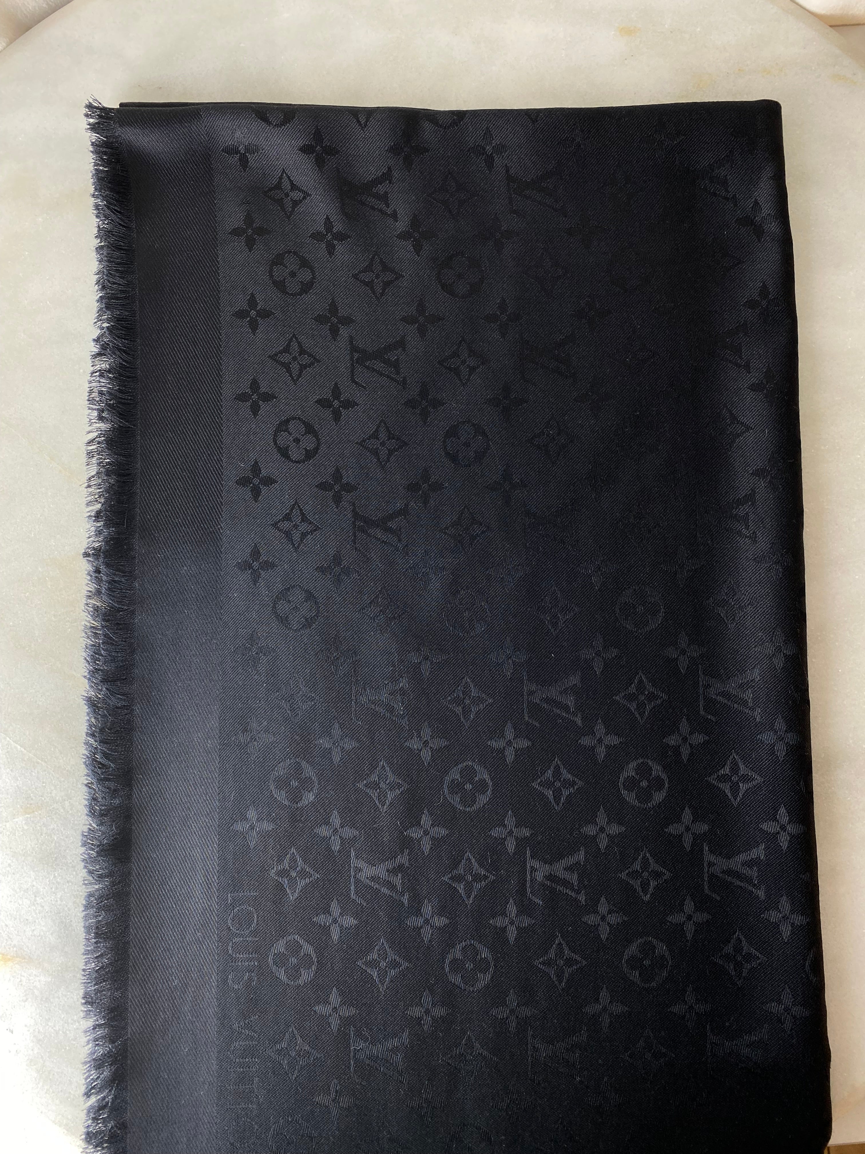 Louis Vuitton Black Monogram Scarf-Scarf-Louis Vuitton-The Closet Egypt