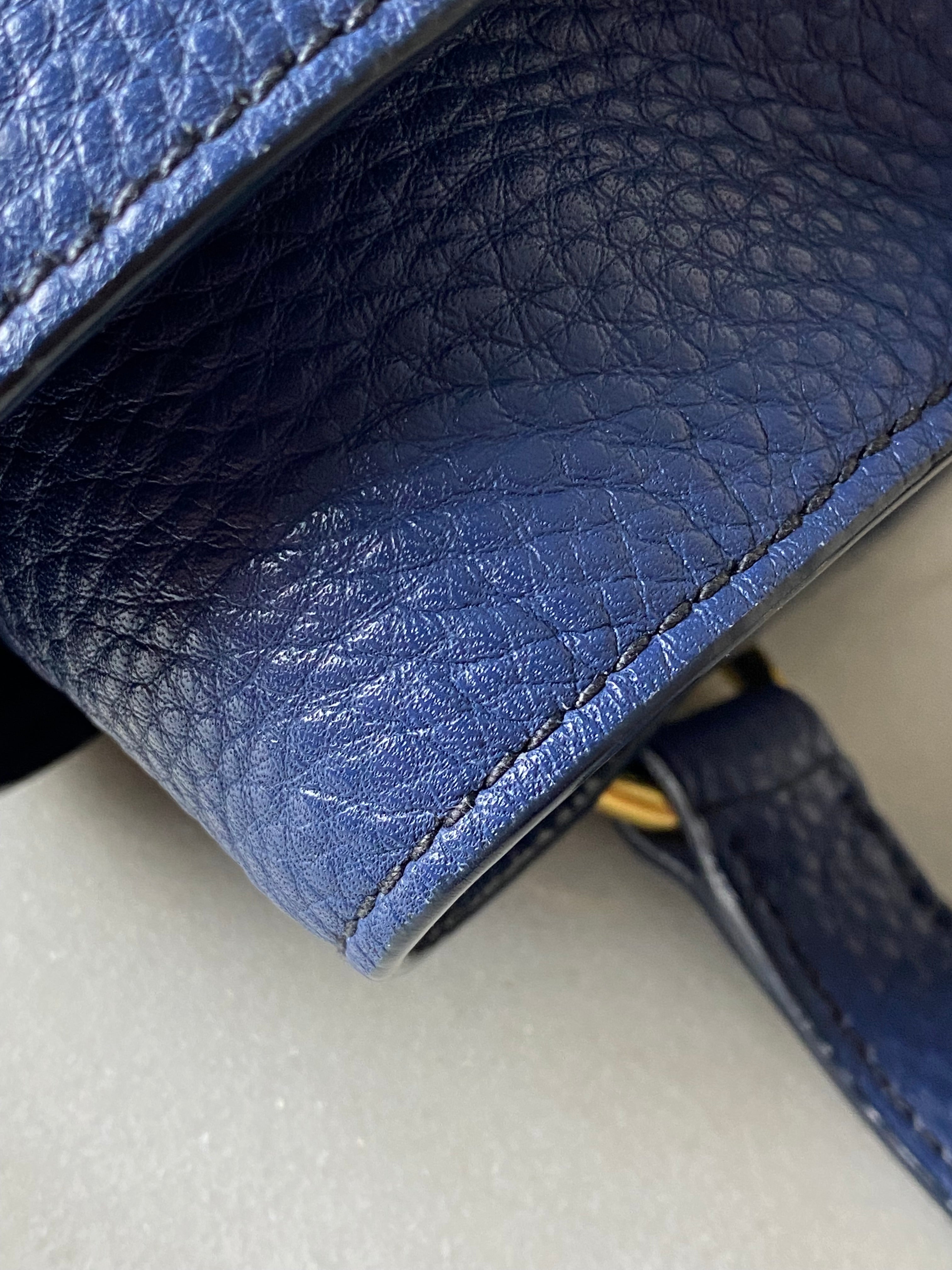 Prada Blue Vitello Daino Side Pocket Shoulder Bag-handbag-Prada-The Closet Egypt