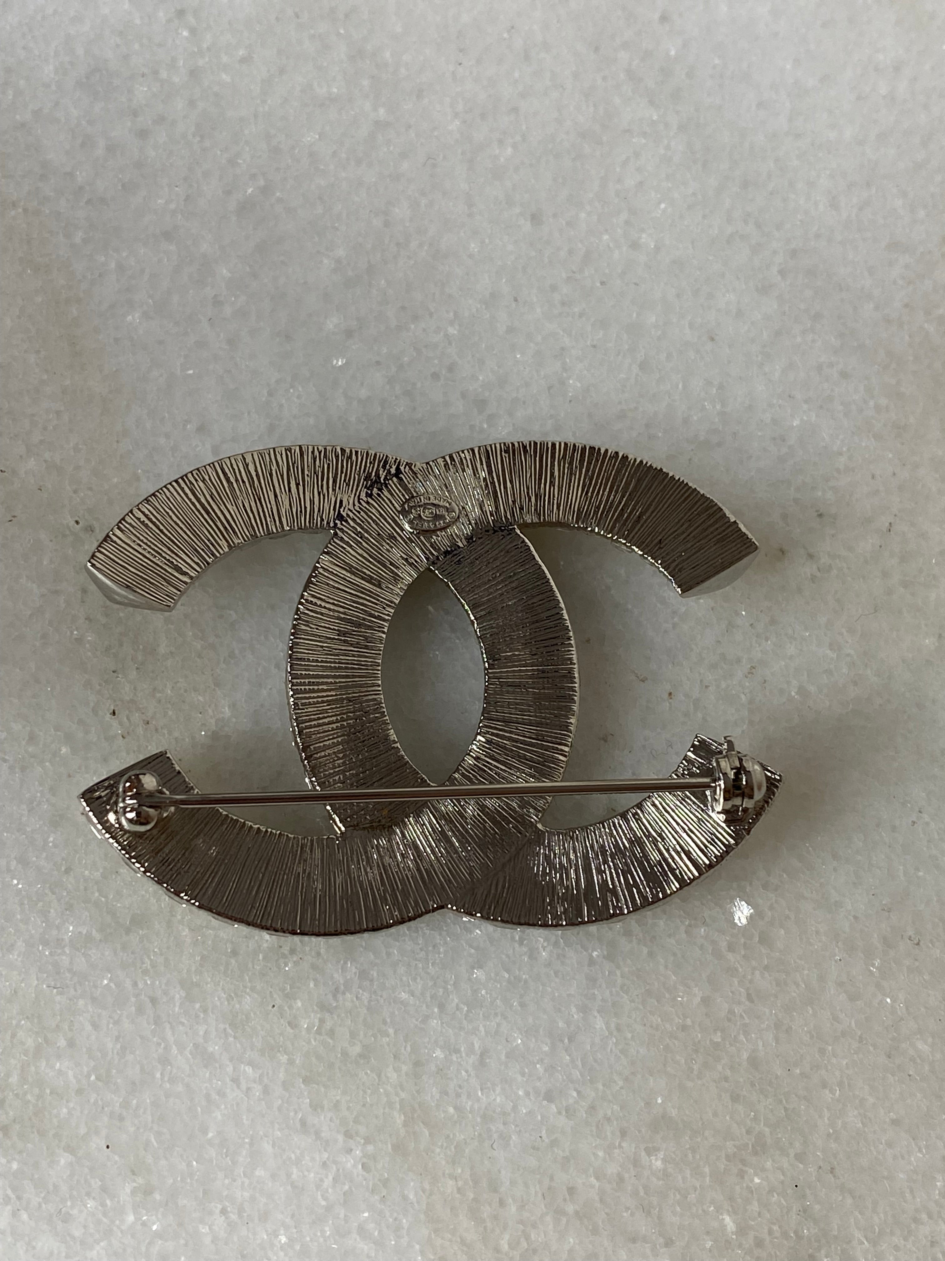 Chanel Silver CC Crystal Brooch-Brooch-Chanel-The Closet Egypt