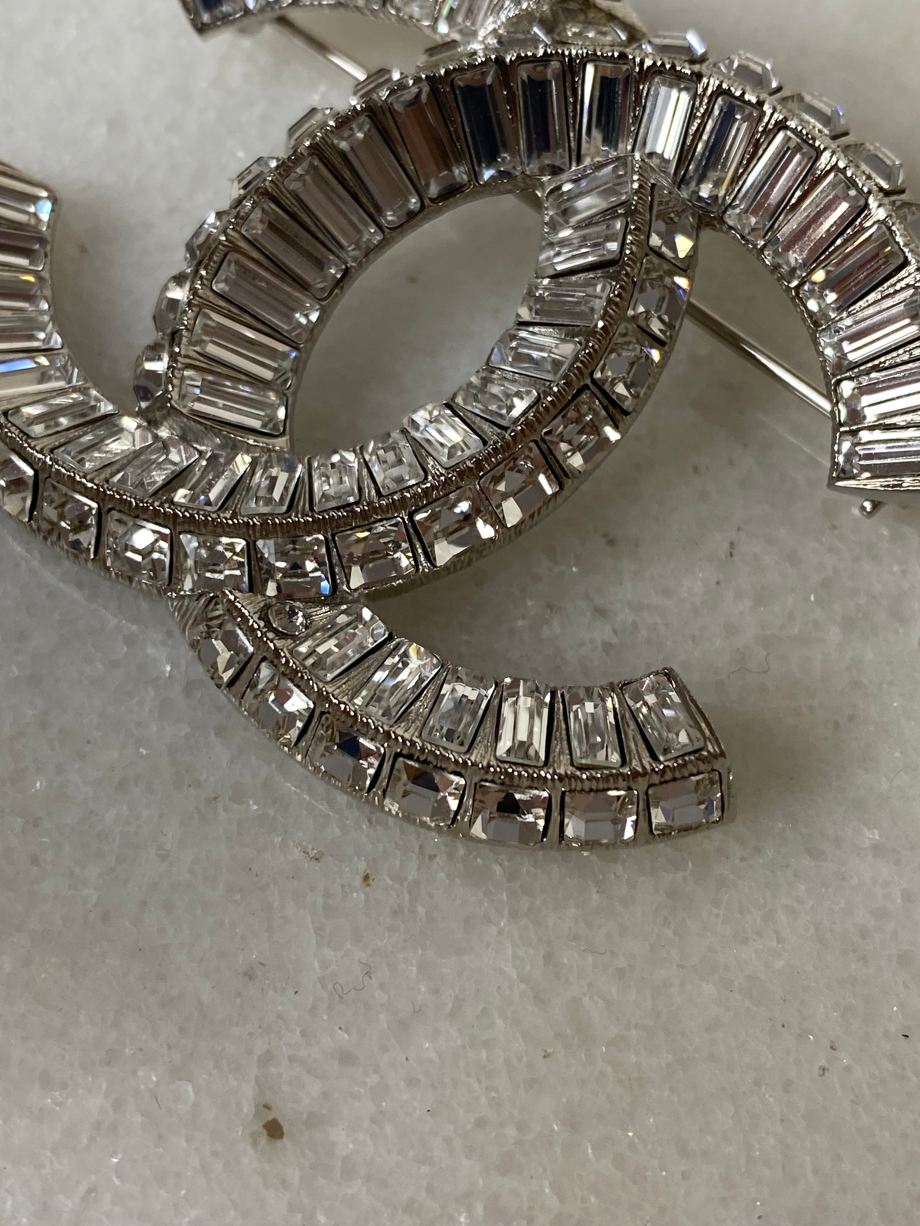 Chanel Silver CC Crystal Brooch-Brooch-Chanel-The Closet Egypt