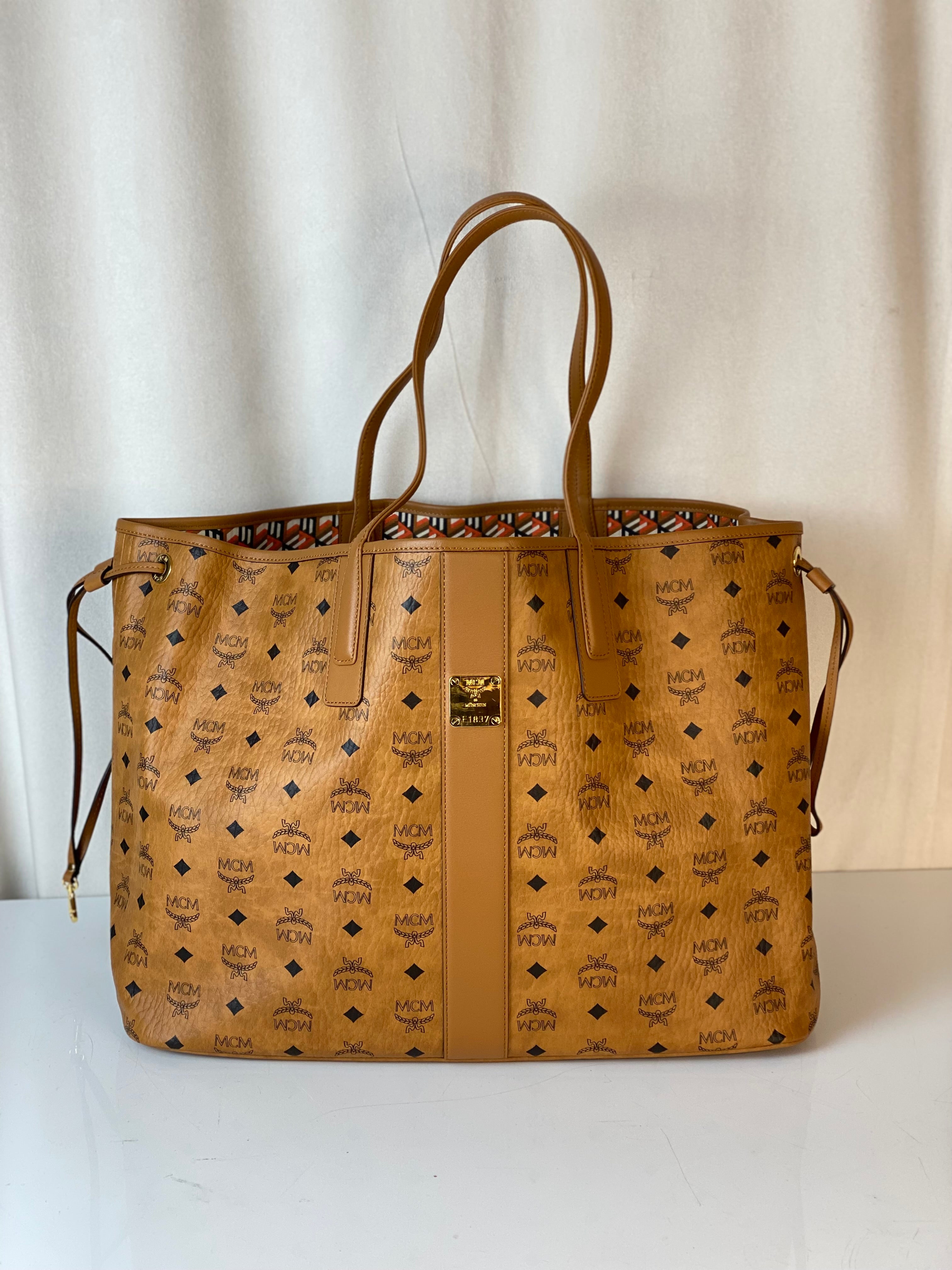 MCM Camel Reversible Liz Shopper Invesetes Large Tote Bag-handbag-MCM-The Closet Egypt