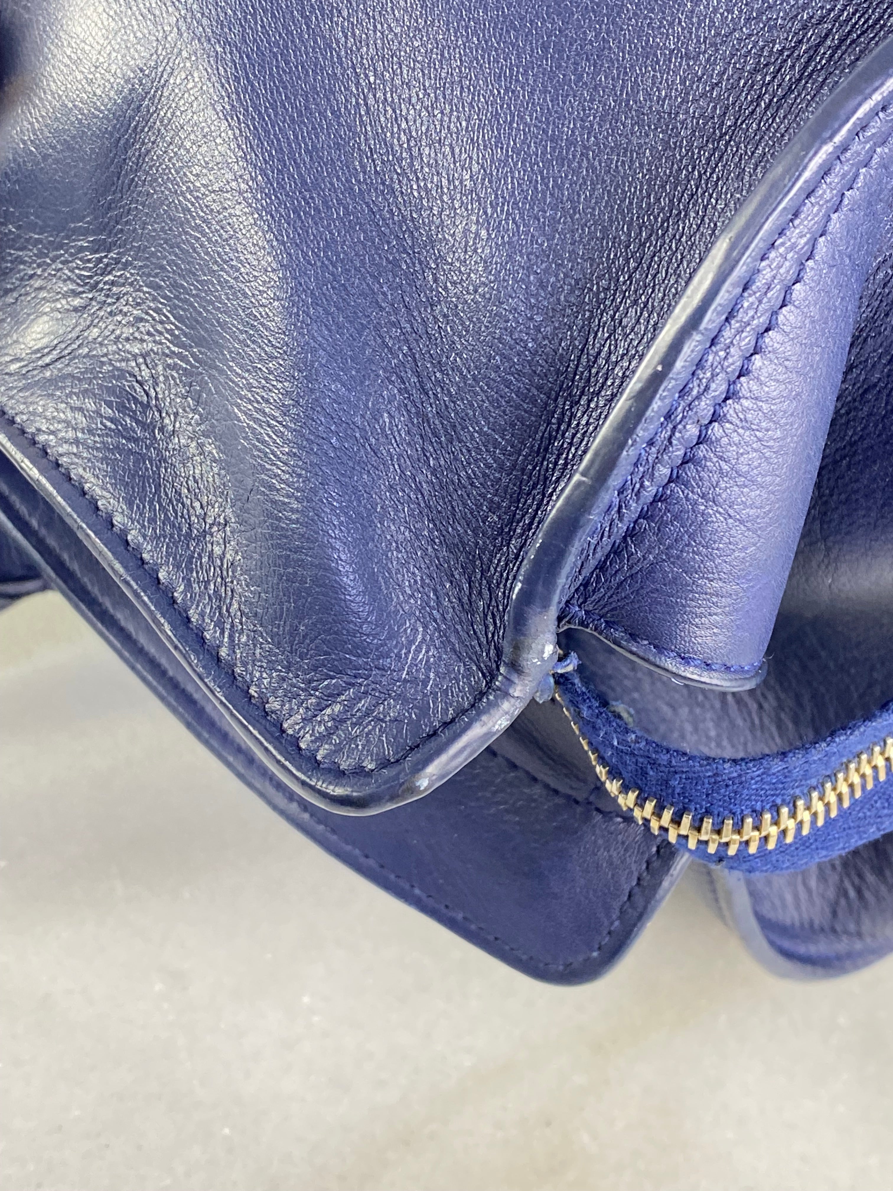 YSL Blue ChYc Large Cabas Y Lock Tote Bag