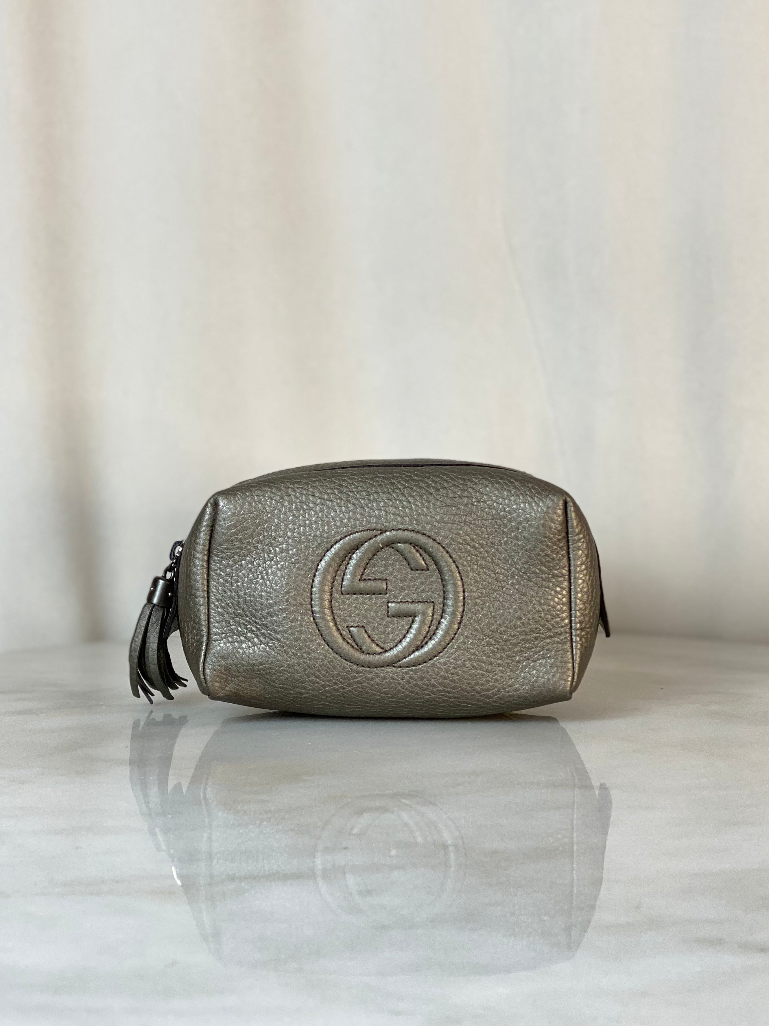 Gucci Silver Metallic Soho Makeup Case-Makeup Case-Gucci-The Closet Egypt