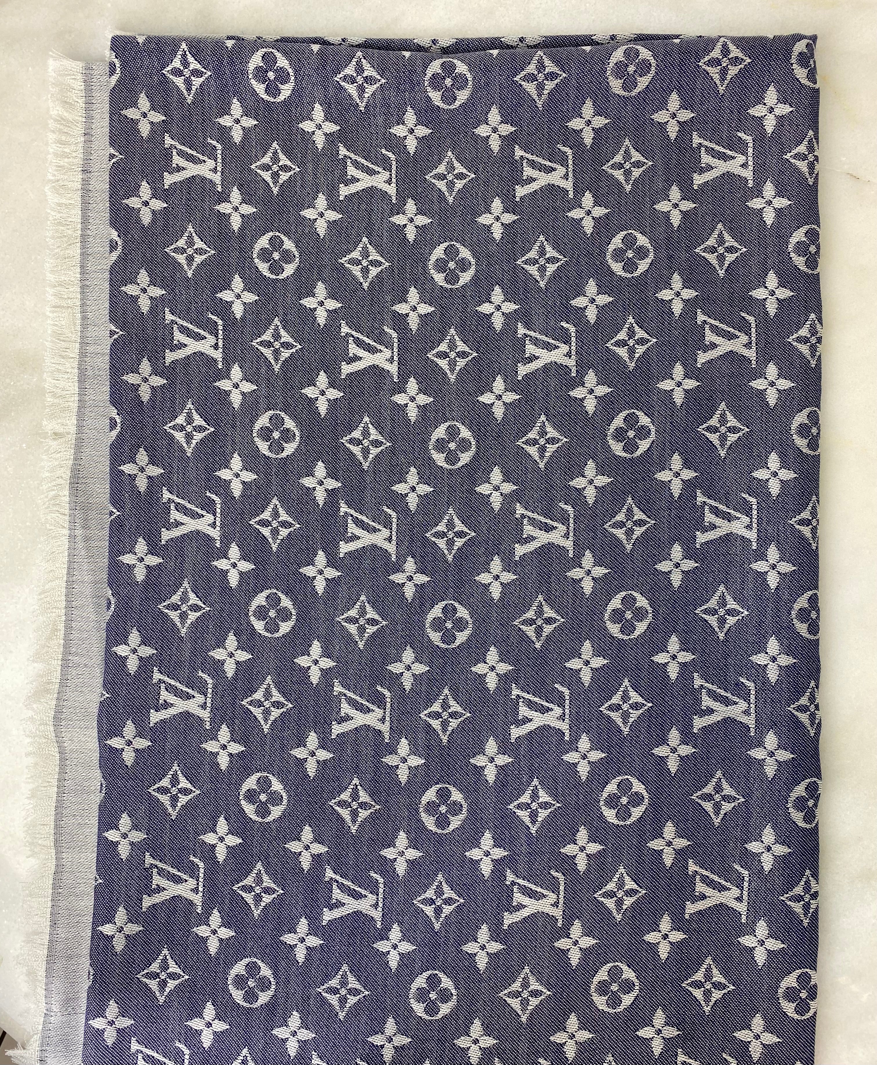 Louis Vuitton Blue Monogram Denim Wool Scarf-Scarf-Louis Vuitton-The Closet Egypt