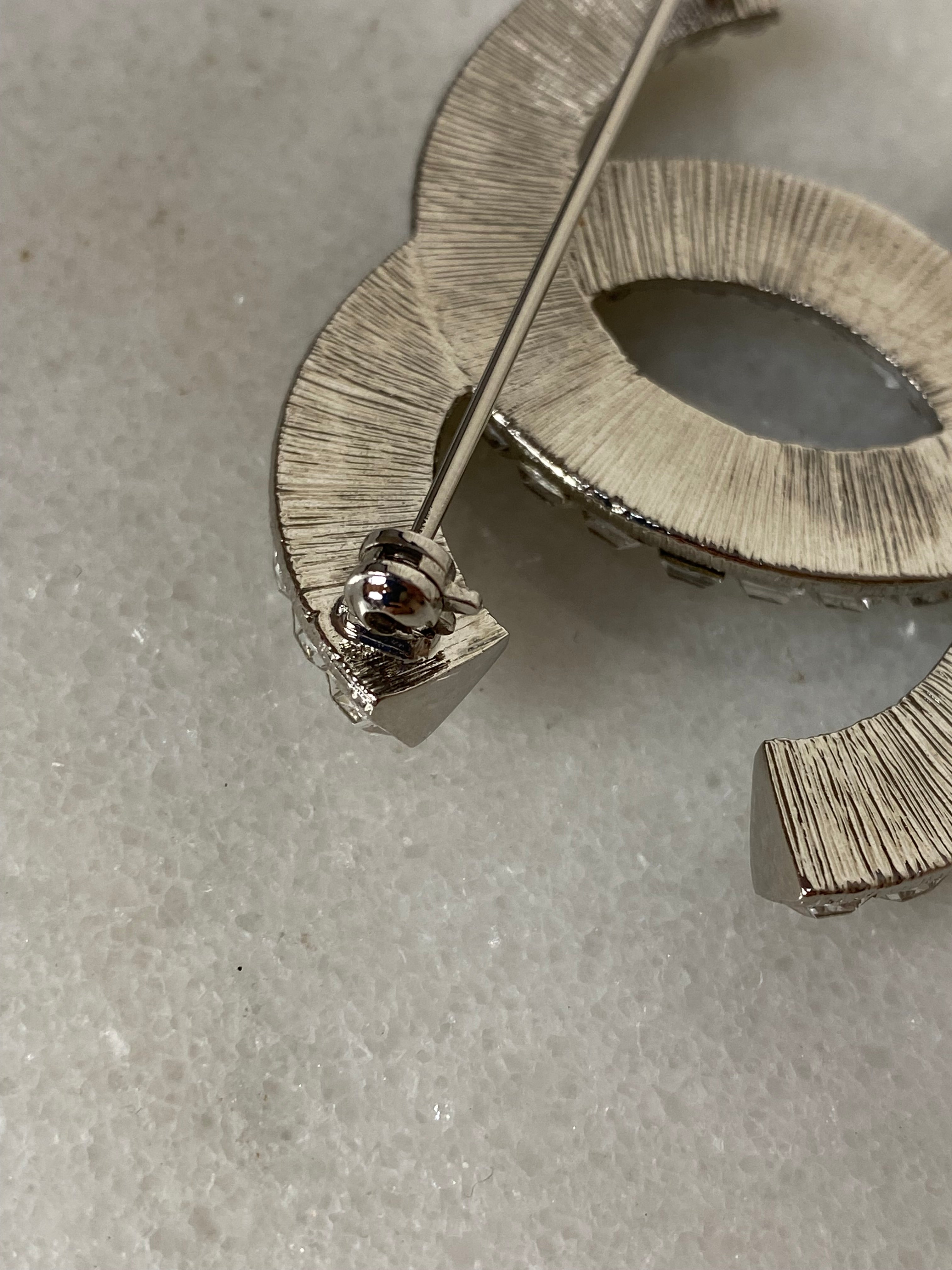 Chanel Silver CC Crystal Brooch-Brooch-Chanel-The Closet Egypt