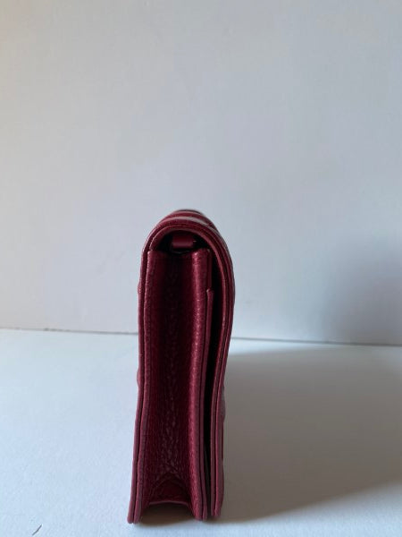 Christian Dior Burgundy Diorama Wallet on Chain-Wallet Chain-Christian Dior-The Closet Egypt