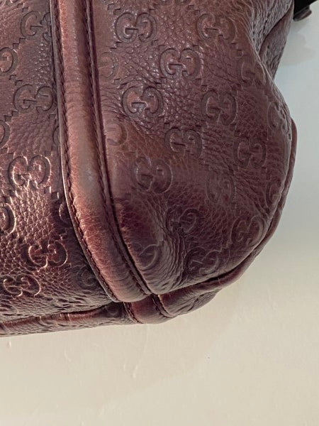 Gucci GG Burgundy Guccissima Hobo Bag-handbag-Gucci-The Closet Egypt