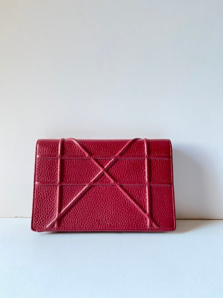 Christian Dior Burgundy Diorama Wallet on Chain-Wallet Chain-Christian Dior-The Closet Egypt
