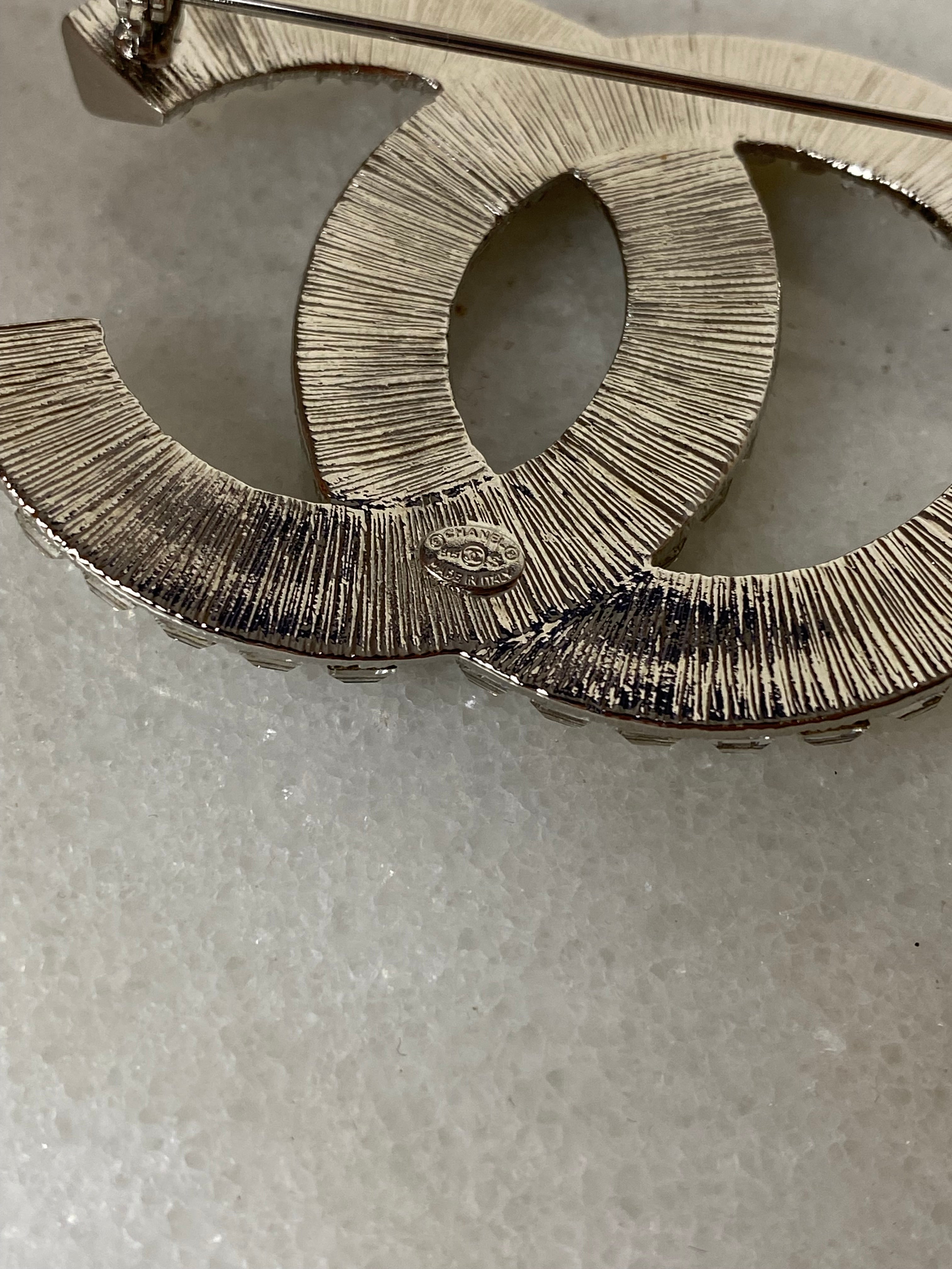 Chanel Silver CC Crystal Brooch-Brooch-Chanel-The Closet Egypt