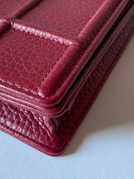 Christian Dior Burgundy Diorama Wallet on Chain-Wallet Chain-Christian Dior-The Closet Egypt