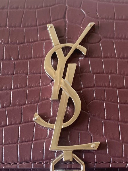 YSL Burgundy Croco Embossed Kate Tassel Small Bag-handbag-YSL-The Closet Egypt
