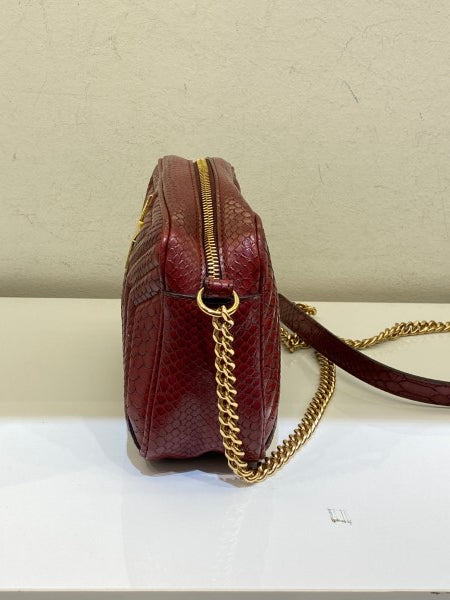 Stella Mccartney Burgundy Snakeskin Embossed Star Crossbody Bag-handbag-Stella Mccartney-The Closet Egypt