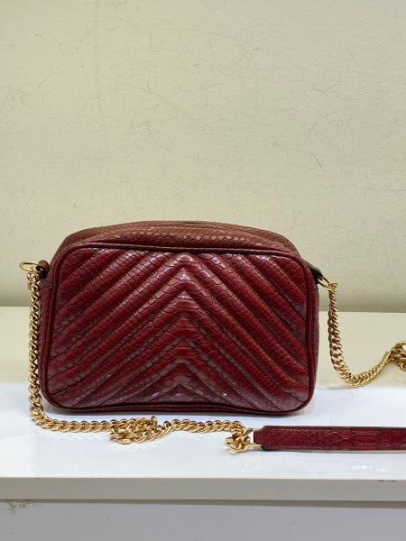 Stella Mccartney Burgundy Snakeskin Embossed Star Crossbody Bag-handbag-Stella Mccartney-The Closet Egypt