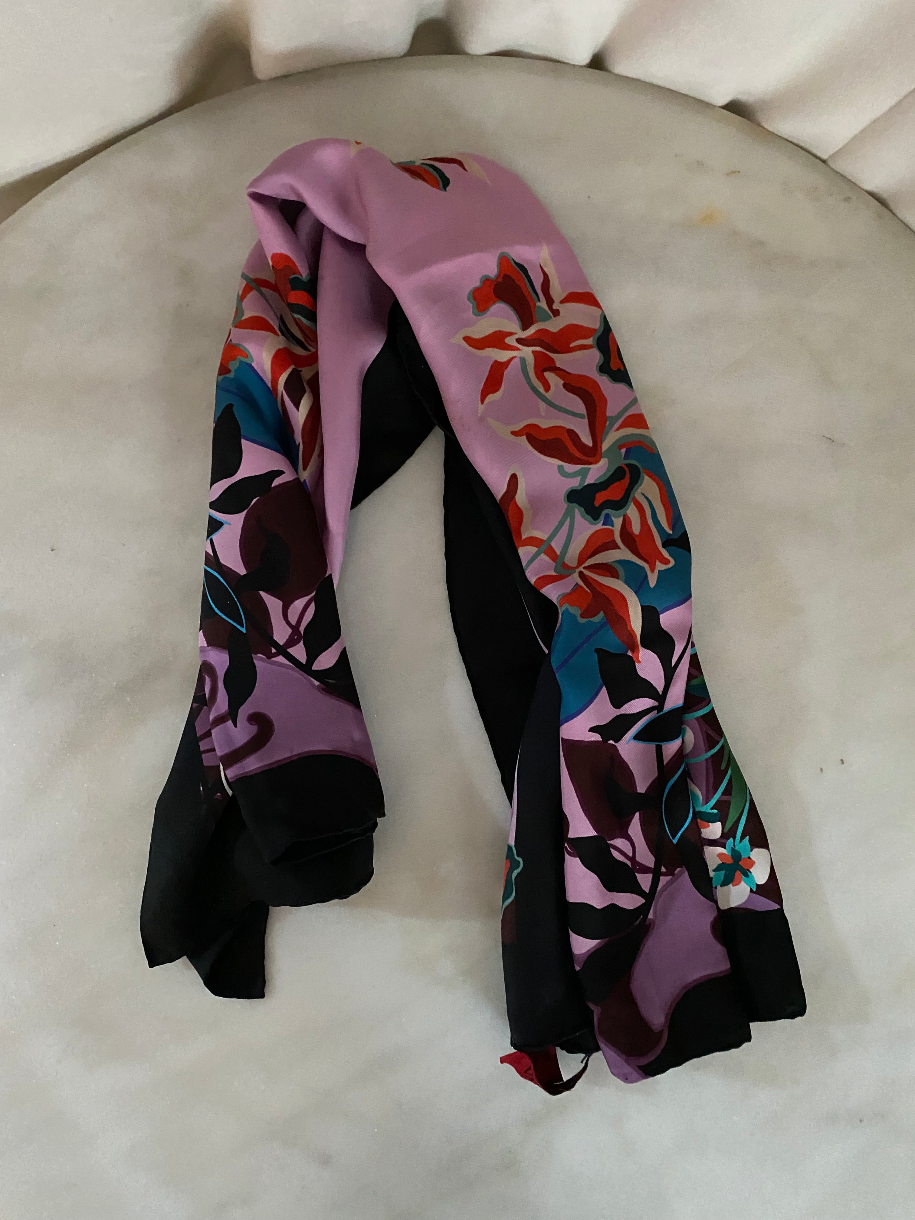 Valentino Pink Floral Pleate Silk Scarf-Scarf-Valentino-The Closet Egypt