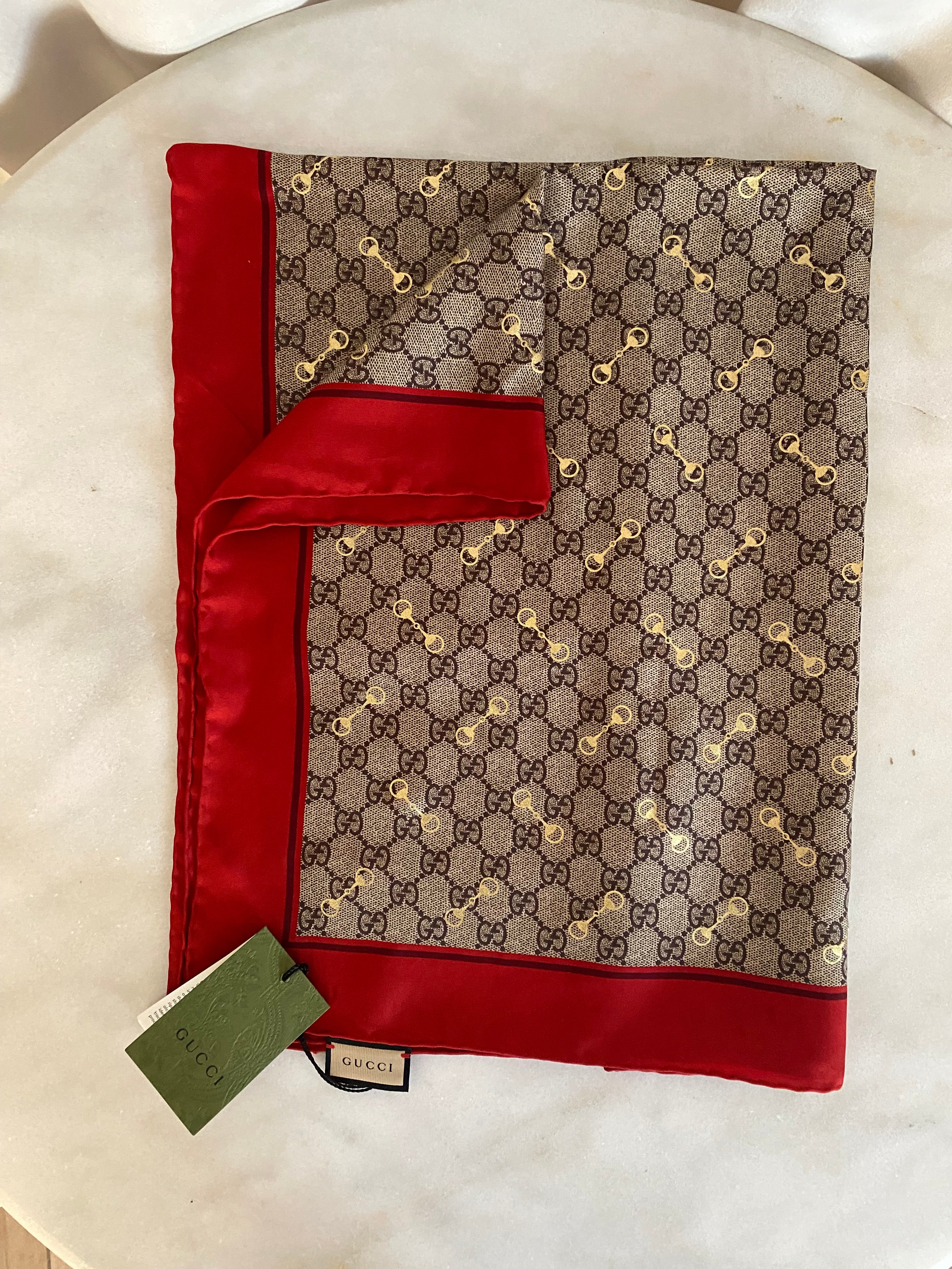 Gucci Multicolor GG Horsebit Silk Scarf 90-Scarf-Gucci-The Closet Egypt