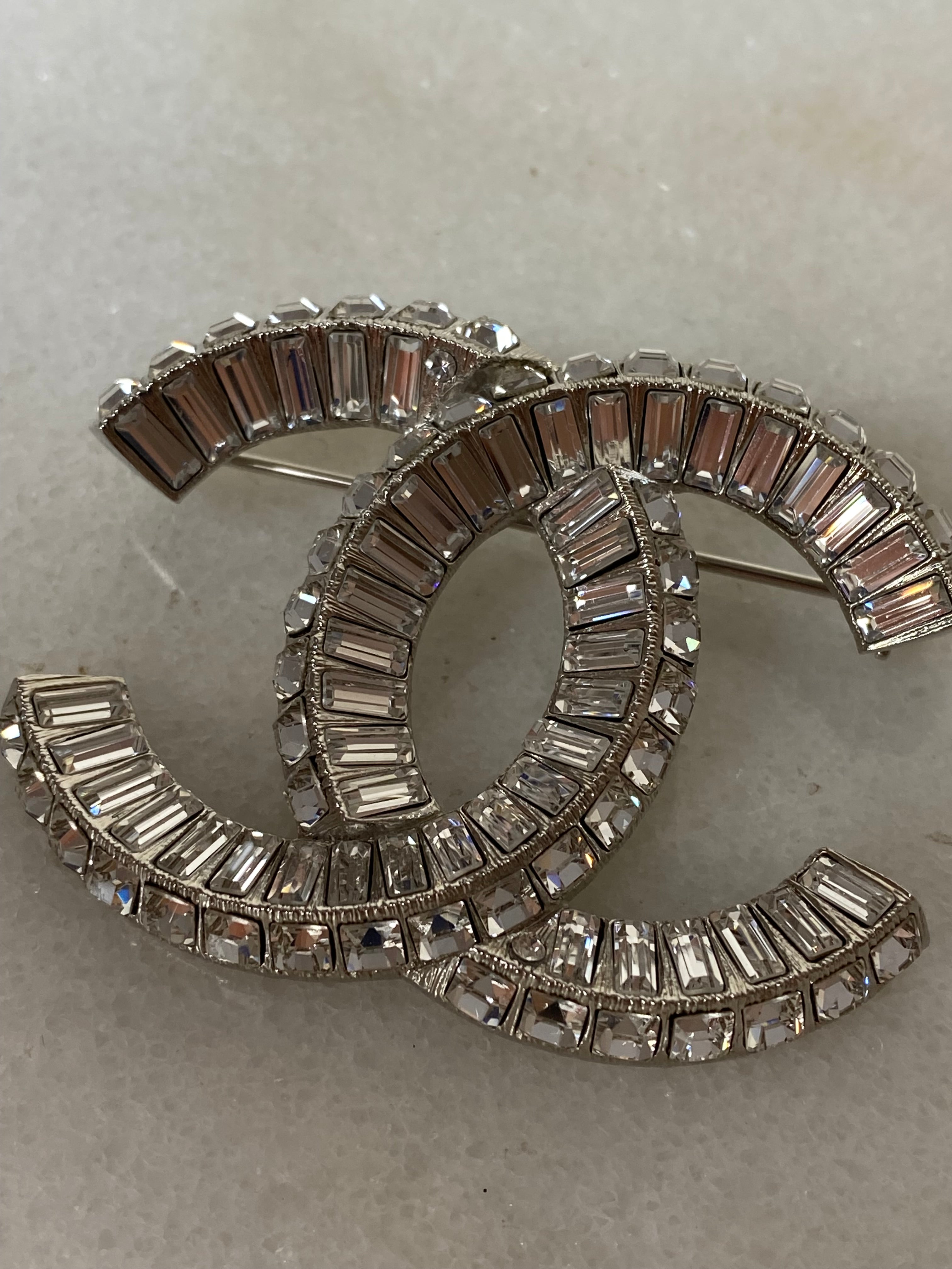 Chanel Silver CC Crystal Brooch-Brooch-Chanel-The Closet Egypt