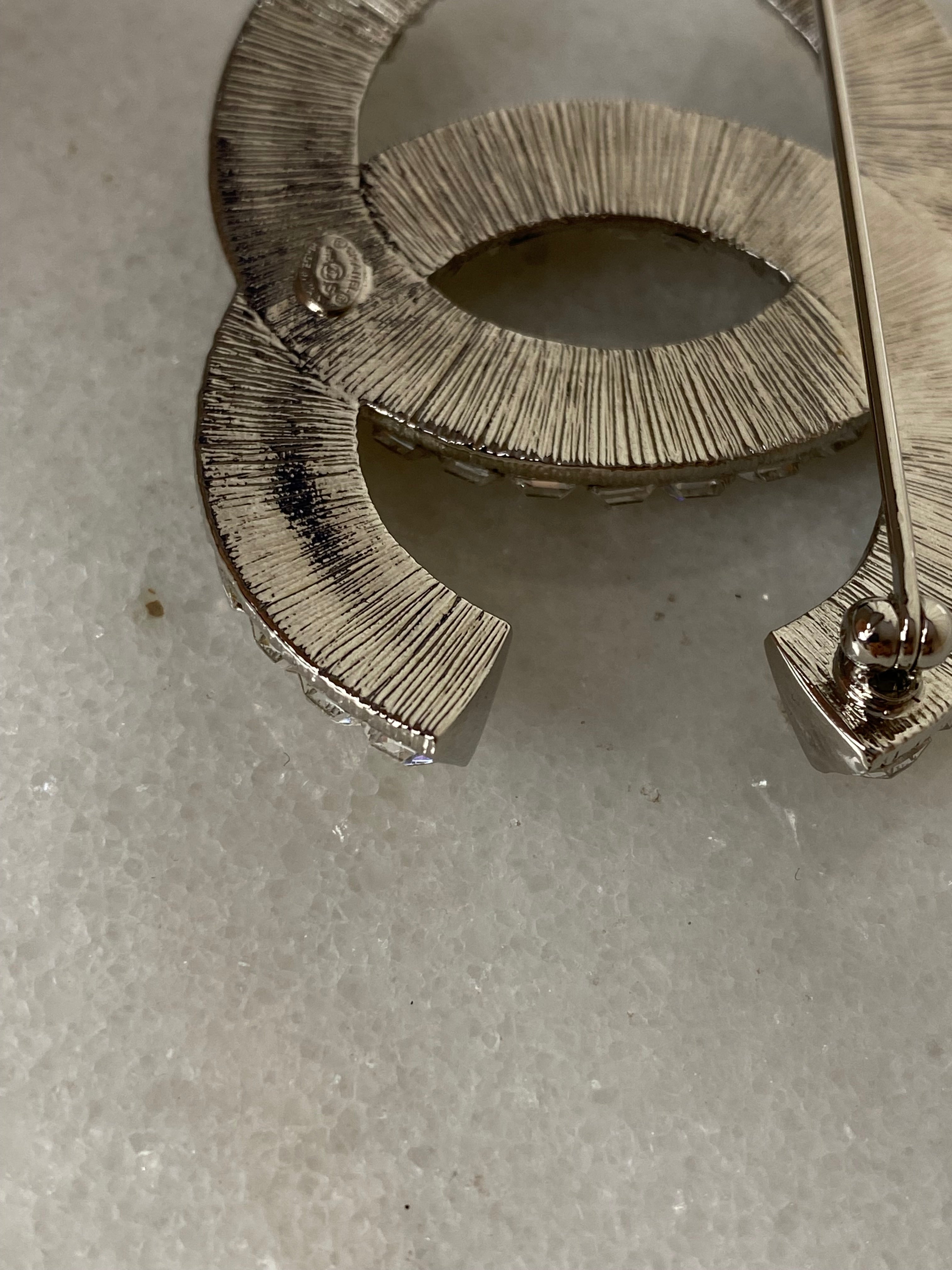 Chanel Silver CC Crystal Brooch-Brooch-Chanel-The Closet Egypt